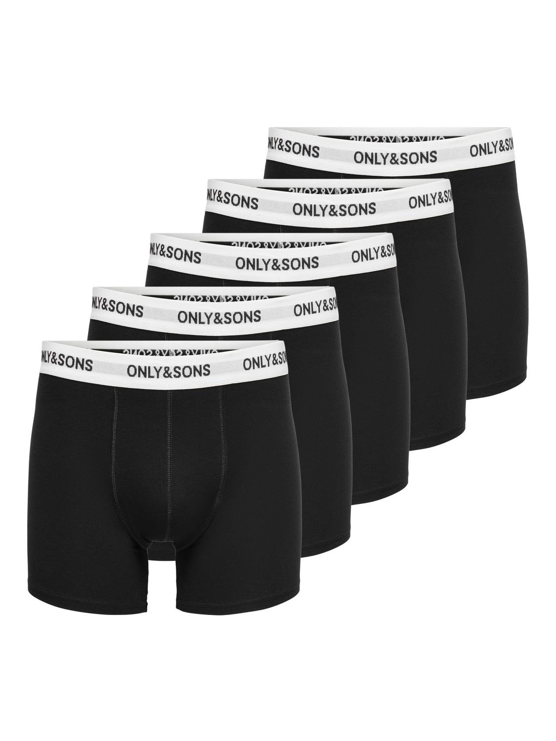 ONLY & SONS Trunk "ONSFITZ SOLID BLACK TRUNK 5-PACK NOOS", (Packung, 5 St.)