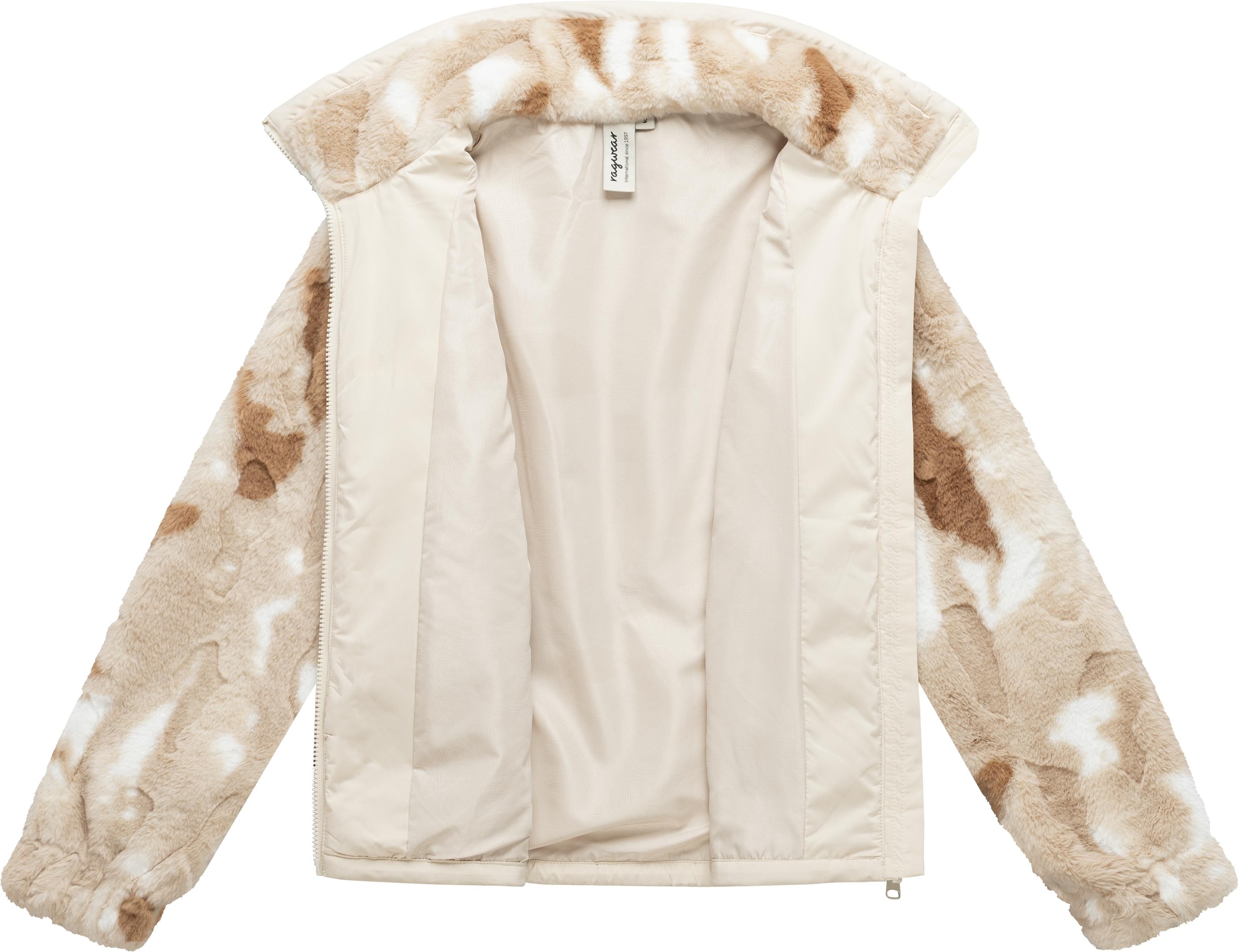 Ragwear Fellimitatjacke »Nordicka Y« ohne Kapuze Ultraleichte Plüschjacke mit Stehkragen, winddicht