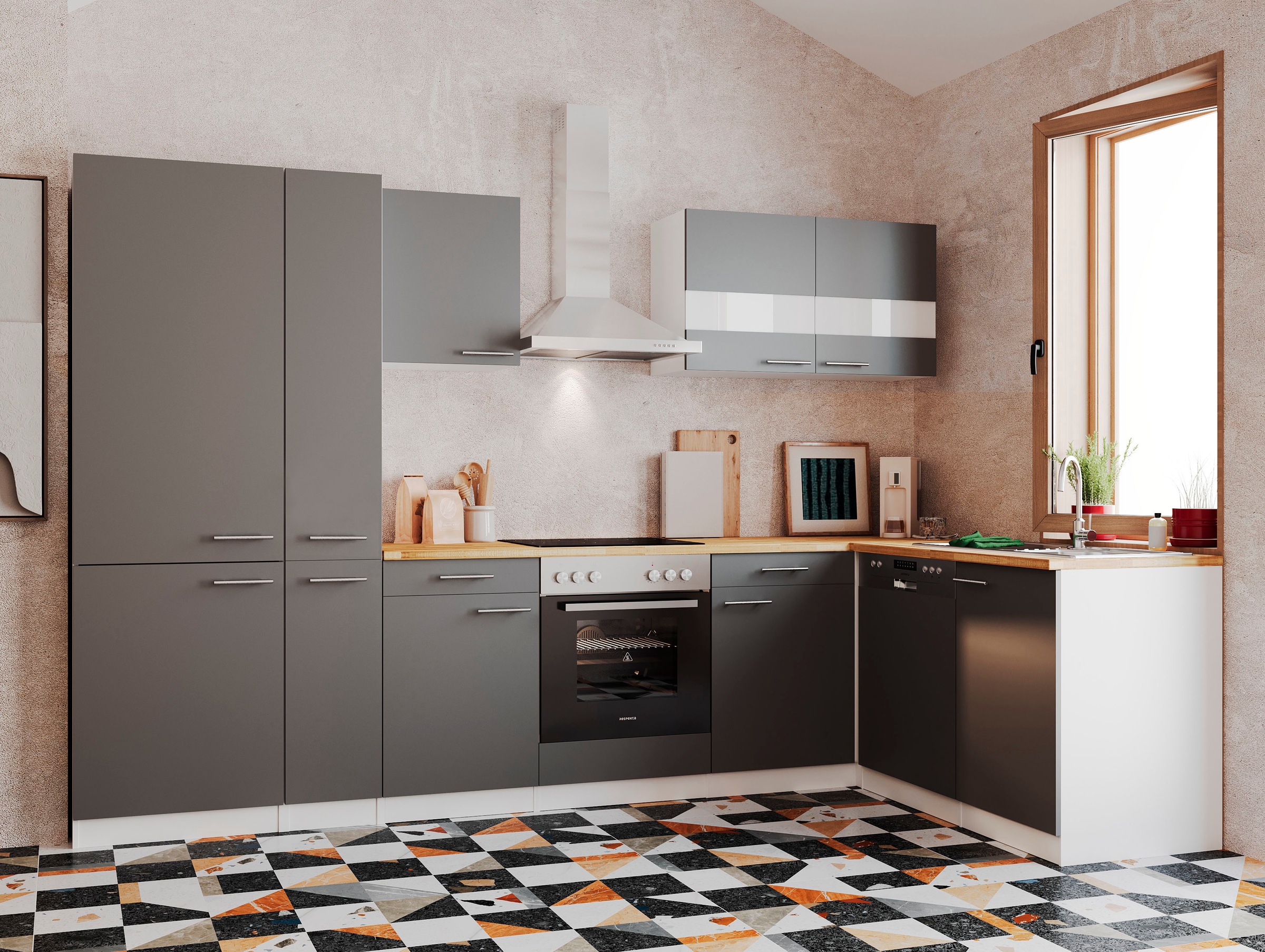 RESPEKTA Küchenzeile "Malia" Breite 310 cm, mit Soft-Close, in exklusiver K günstig online kaufen