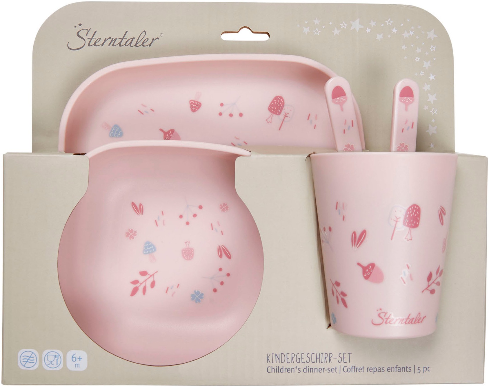 STERNTALER Kinder Kindergeschirr-Set "Hase Hanni, eckig"quarzrosa, Motiv, Polypropylen, Geschirr-Sets