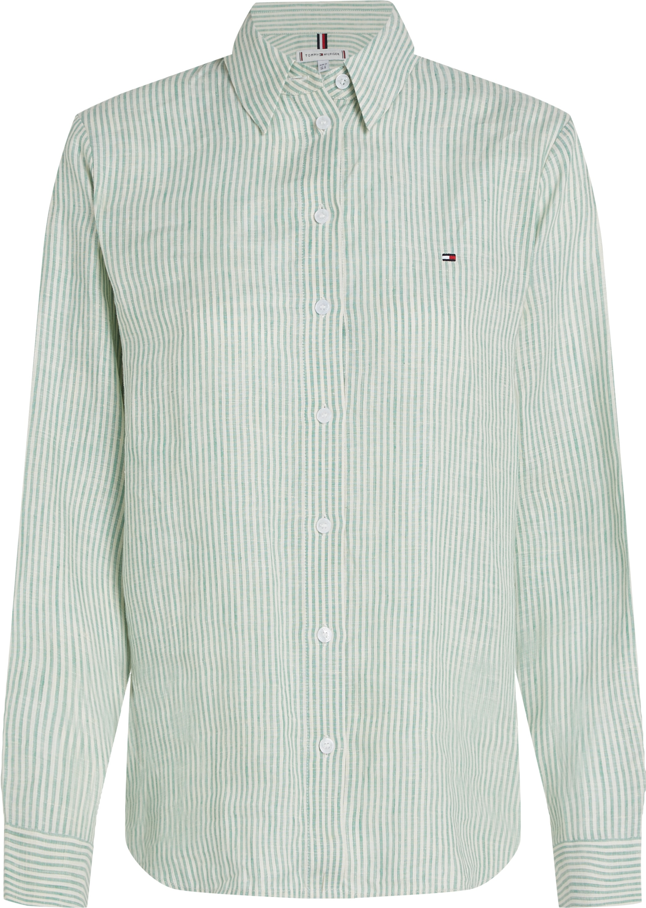 Tommy Hilfiger Hemdbluse »ESS LINEN RELAXED SHIRT«, mit Logostickerei,kühlendes Premium Leinen