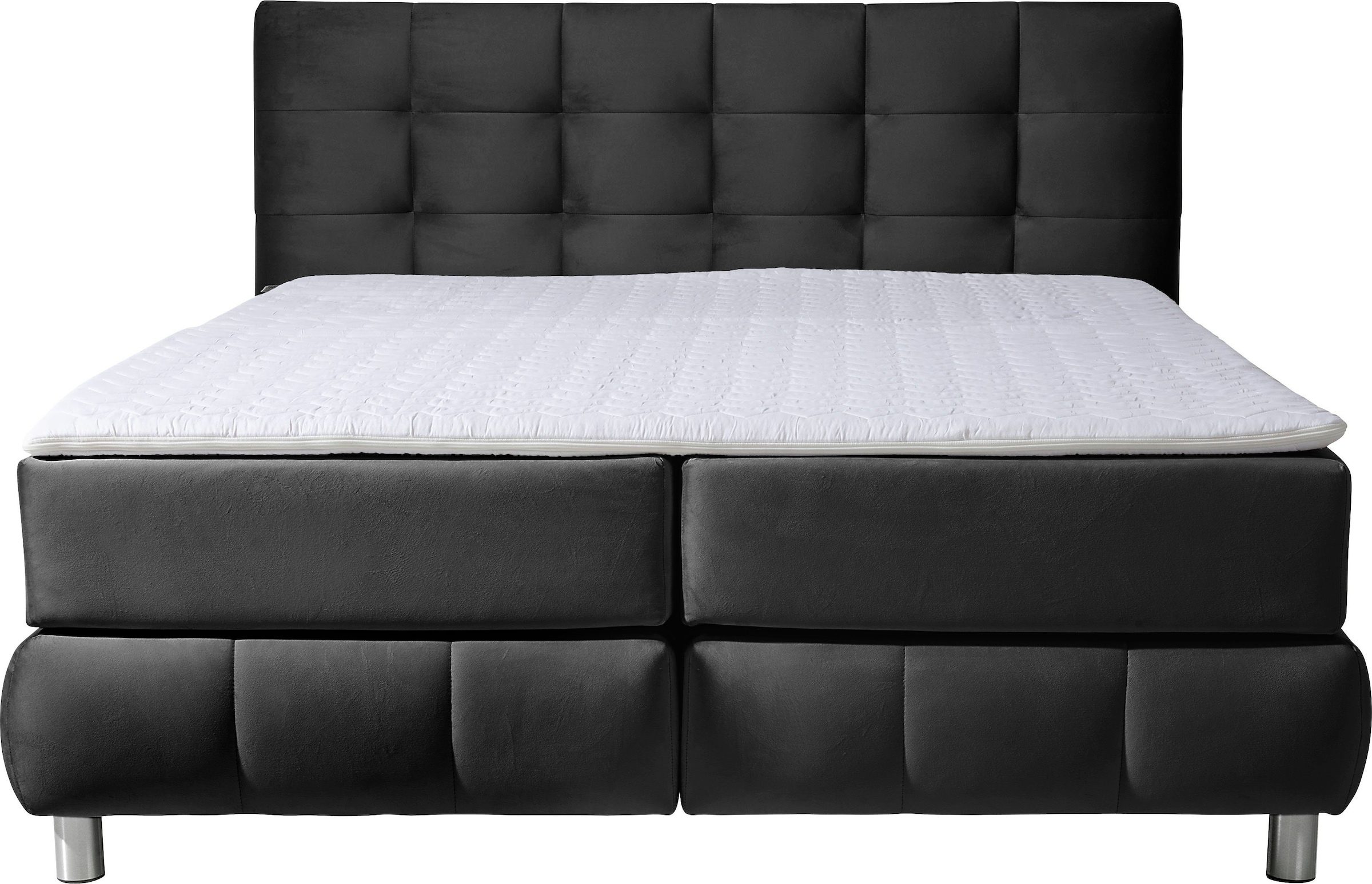 andas Boxspringbett »Salo XXL«, in Samtoptik oder Struktur, 6 Breiten in Überlänge 220cm, 4 Härtegrade