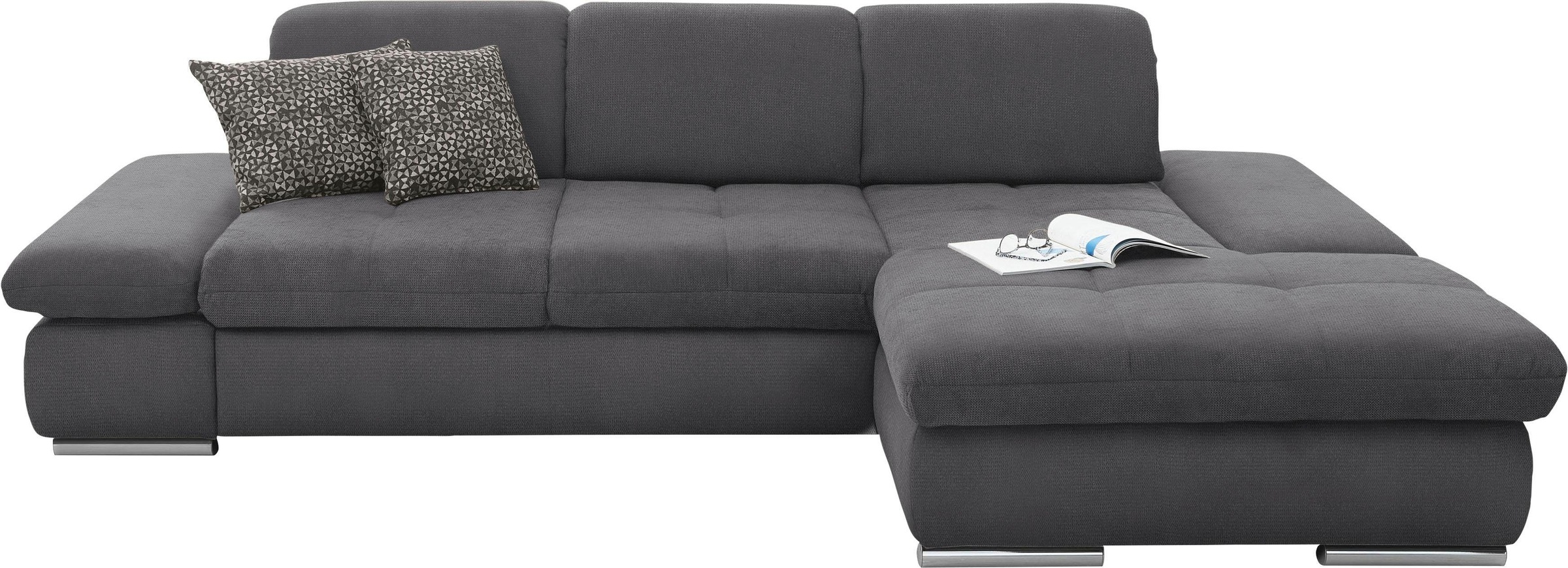 set one by Musterring Ecksofa »SO4100 V«, mit verstellbaren Kopfteilen, wahlweise mit Funktionen, Cord-Bezug