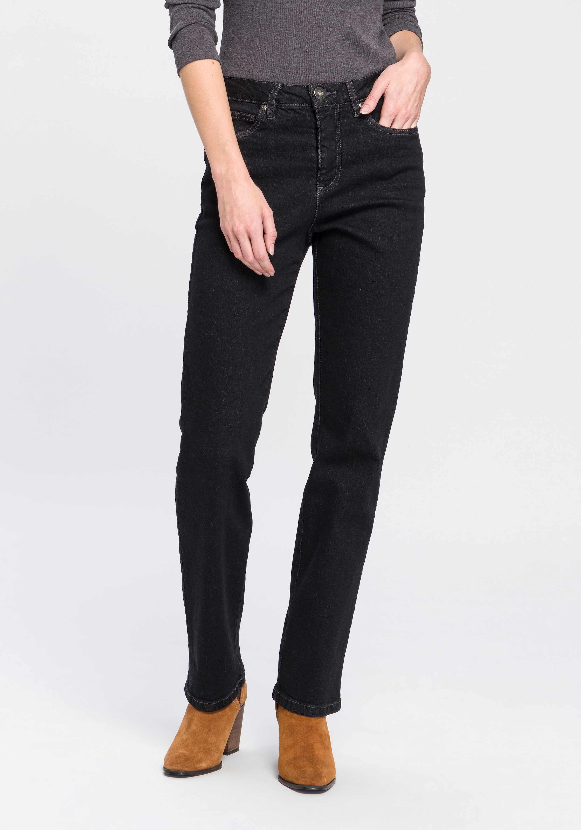 BAUR Jeans bestellen Waist »Comfort-Fit«, High online Gerade | Arizona