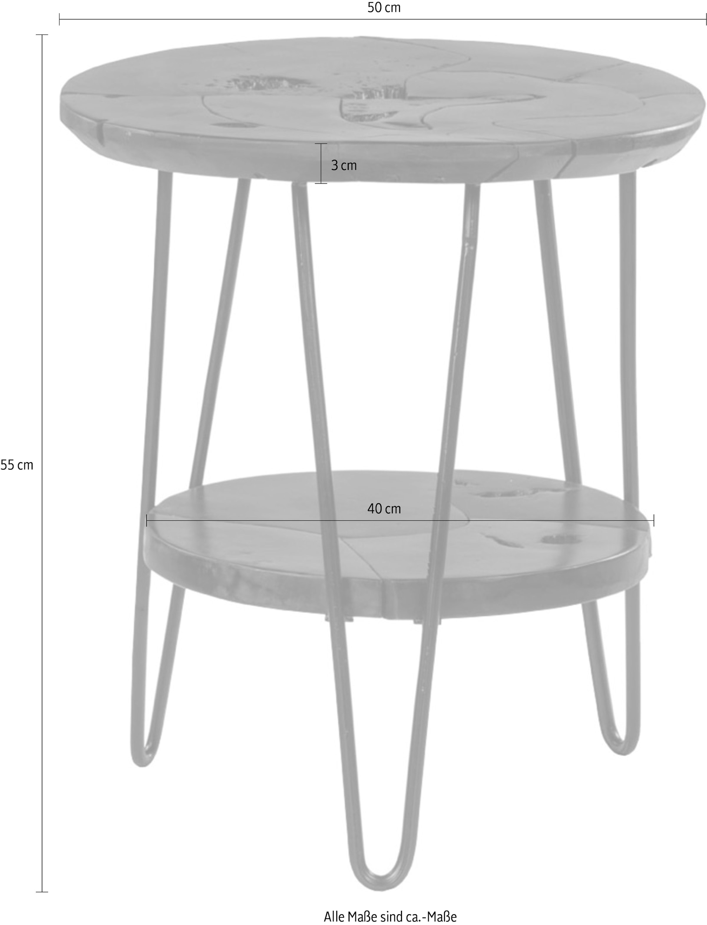 Kayoom Beistelltisch »Woodstock 225, Beistelltisch in Natur-Optik,hochwertiges Teakholz«, (1 St.), Hochwertiges Teakholz, Handarbeit, Abstand Tischplatte: 23 cm