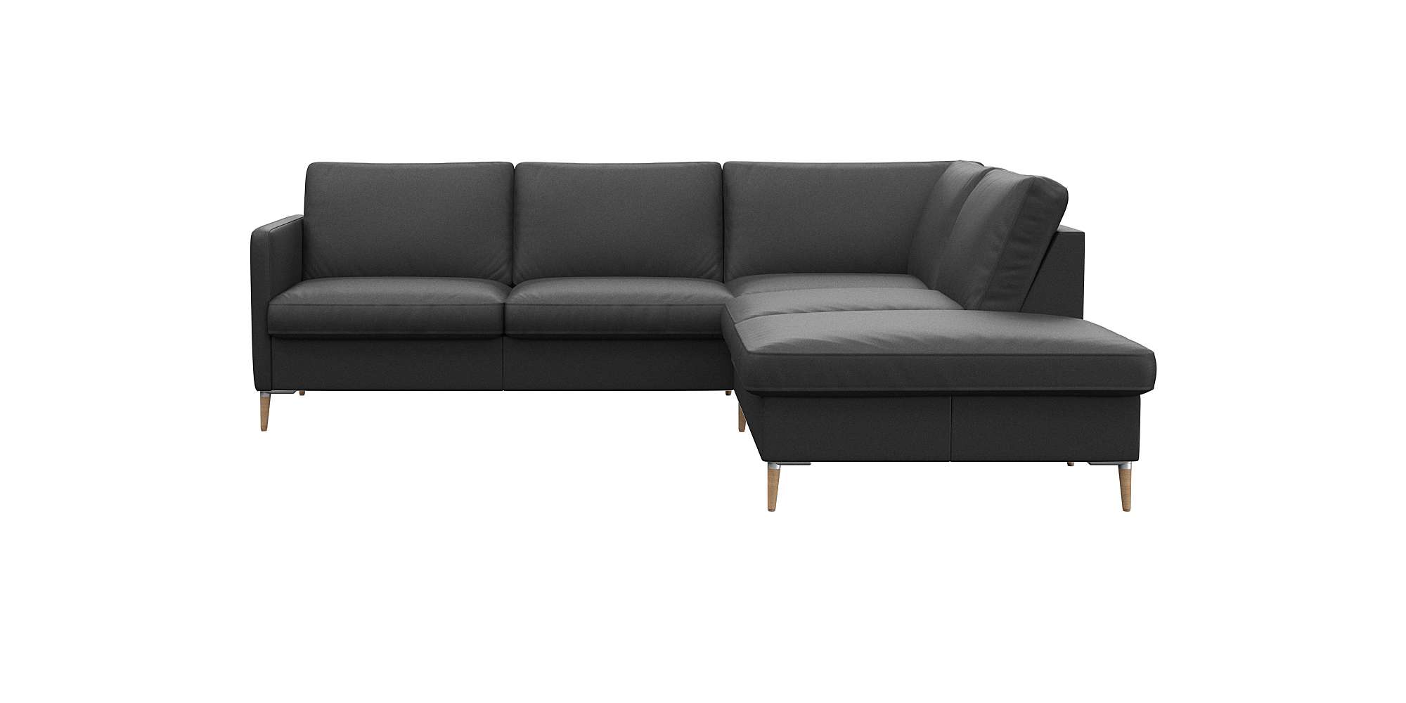 FLEXLUX Ecksofa "Fiore, L-Form, super bequem durch Kaltschaum im Sitz" schmale Armlehnen, Füße Alu/Eiche, B/T 234/225 cm