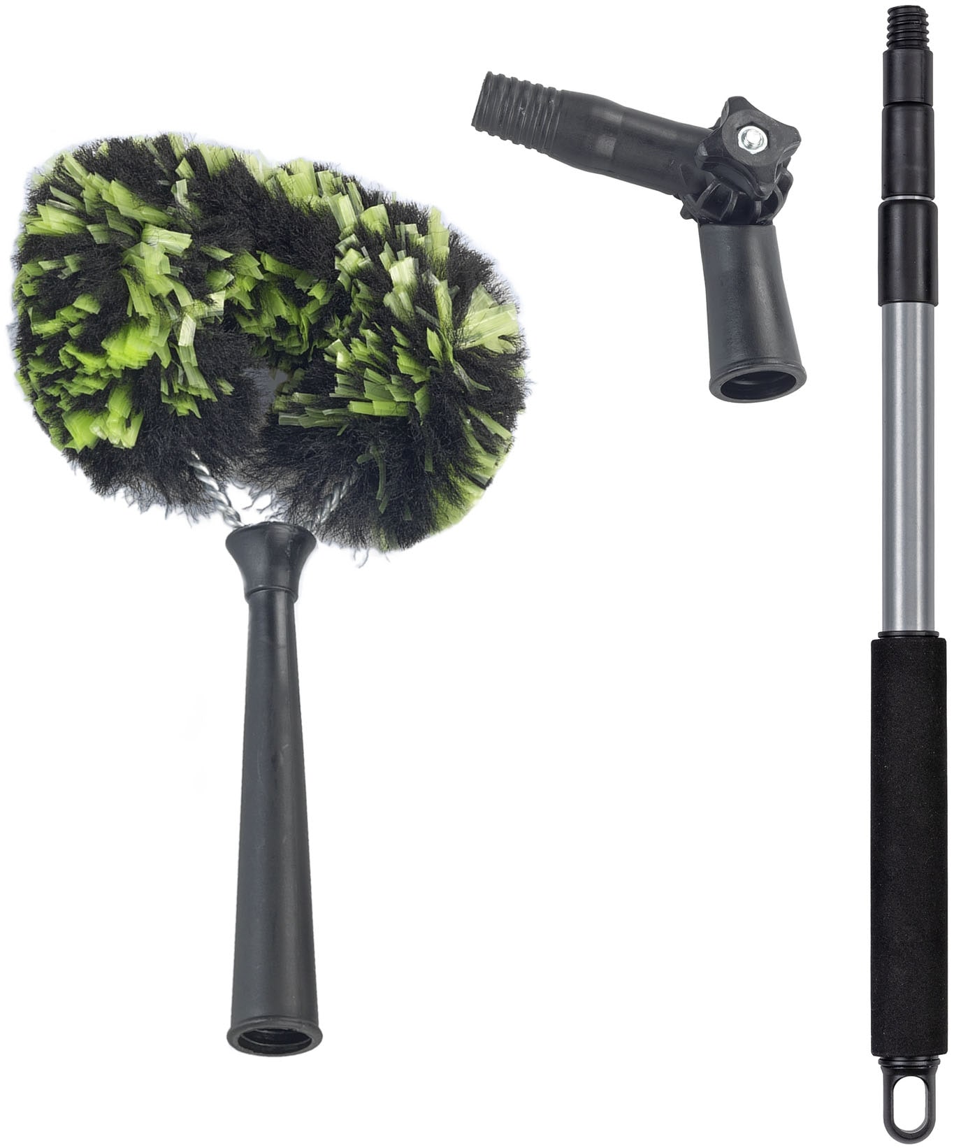 MAXIMEX Staubwedel "3in1", B:19cm H:162cm L:5cm, grün, Staubwischer, Eck-Staubbürste, Teleskopstiel & Knickgelenk, Trocken- & Nassreinigung