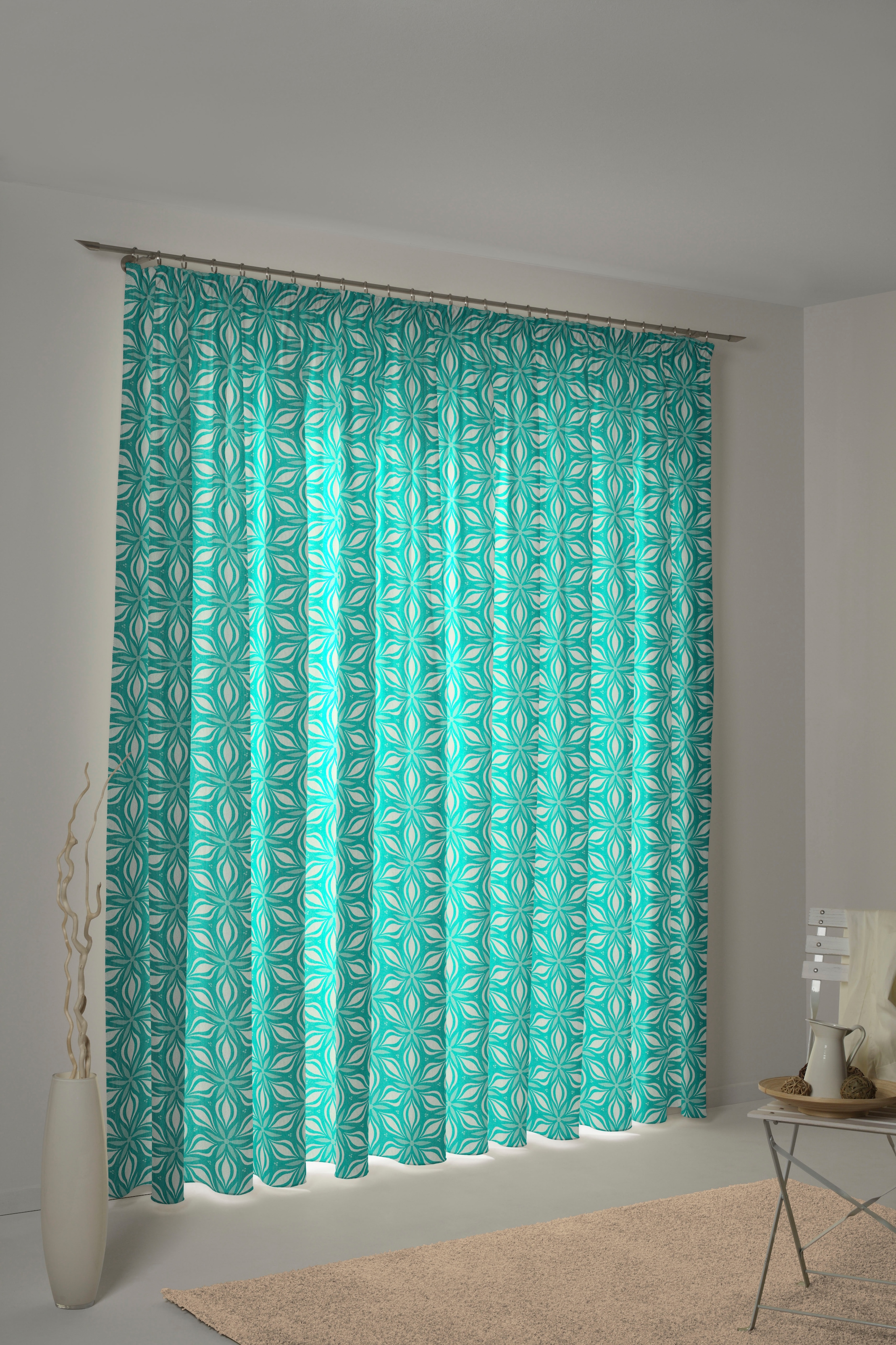 Adam Vorhang "Retro Floret" Kräuselband 1 Stk. tlg. aus 100% Bio-Baumwolle günstig online kaufen