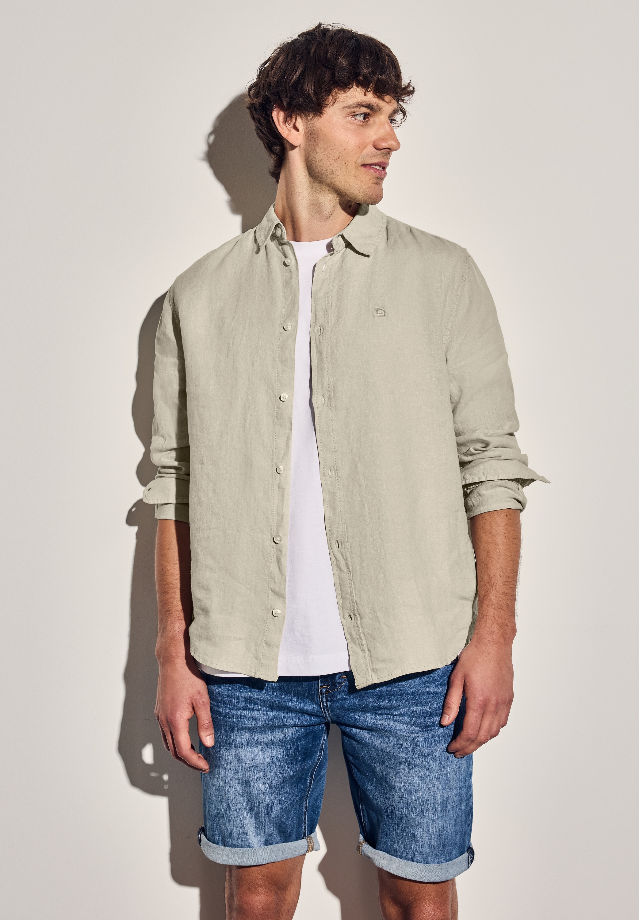 STREET ONE MEN Leinenhemd, mit Knopfleiste günstig online kaufen