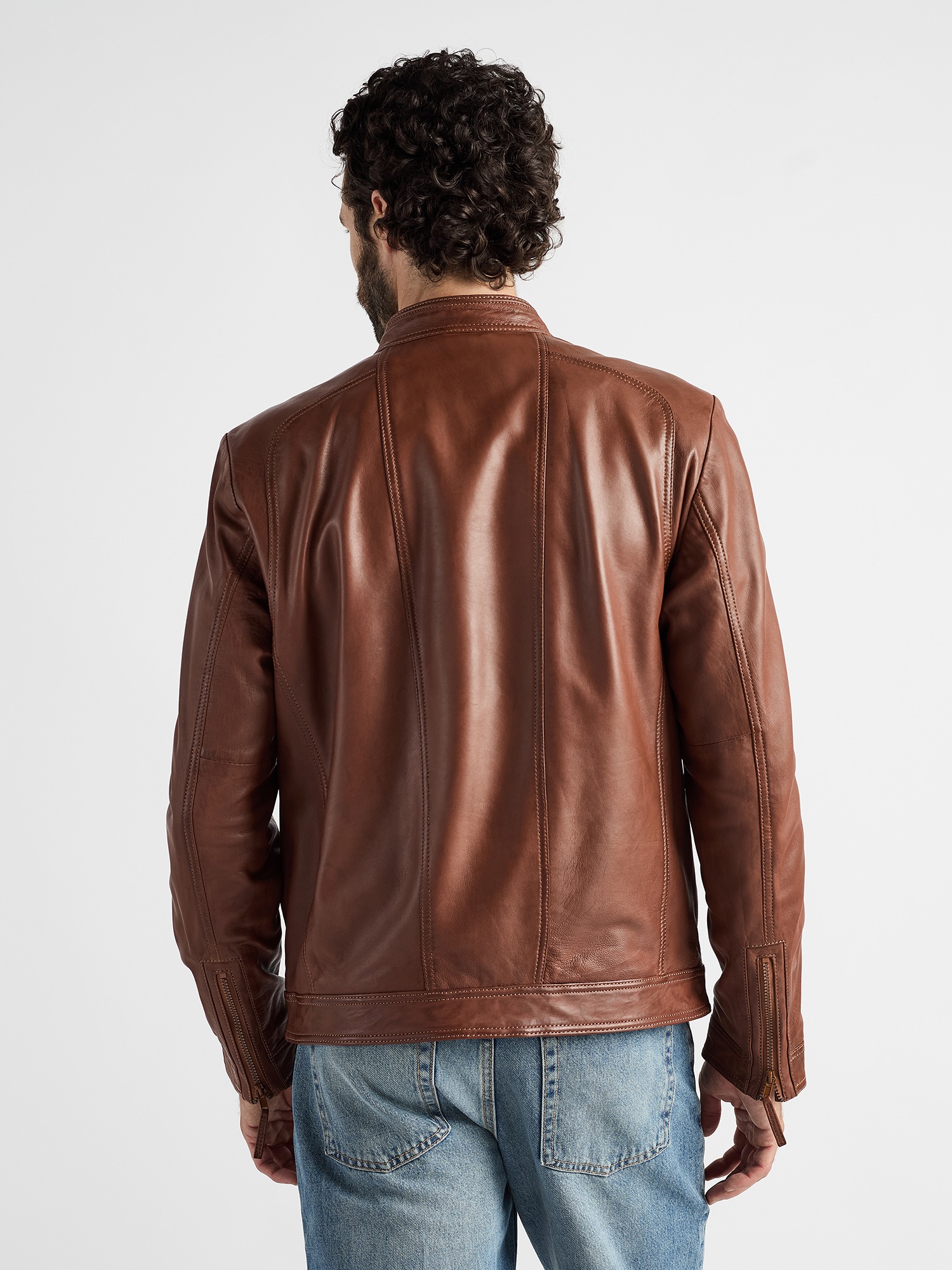 Lederjacke JCC "31024026", Herren, Gr. XXL, braun (cognac), Obermaterial: 100% Lammleder; Innenfutter: 100% Baumwolle; Ärmelfutter: 100% Polyester, Jacken 3