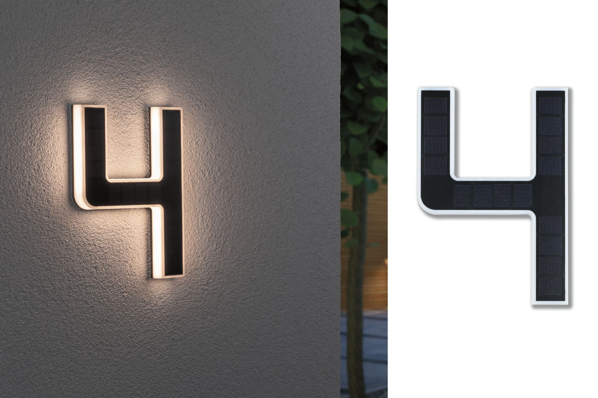 Paulmann LED Außen-Wandleuchte »Solar Hausnummer«, 1 flammig, Leuchtmittel LED-Modul | LED fest integriert, LED-Modul, Hausnummern, Buchstaben wählbar, Akku wechselbar