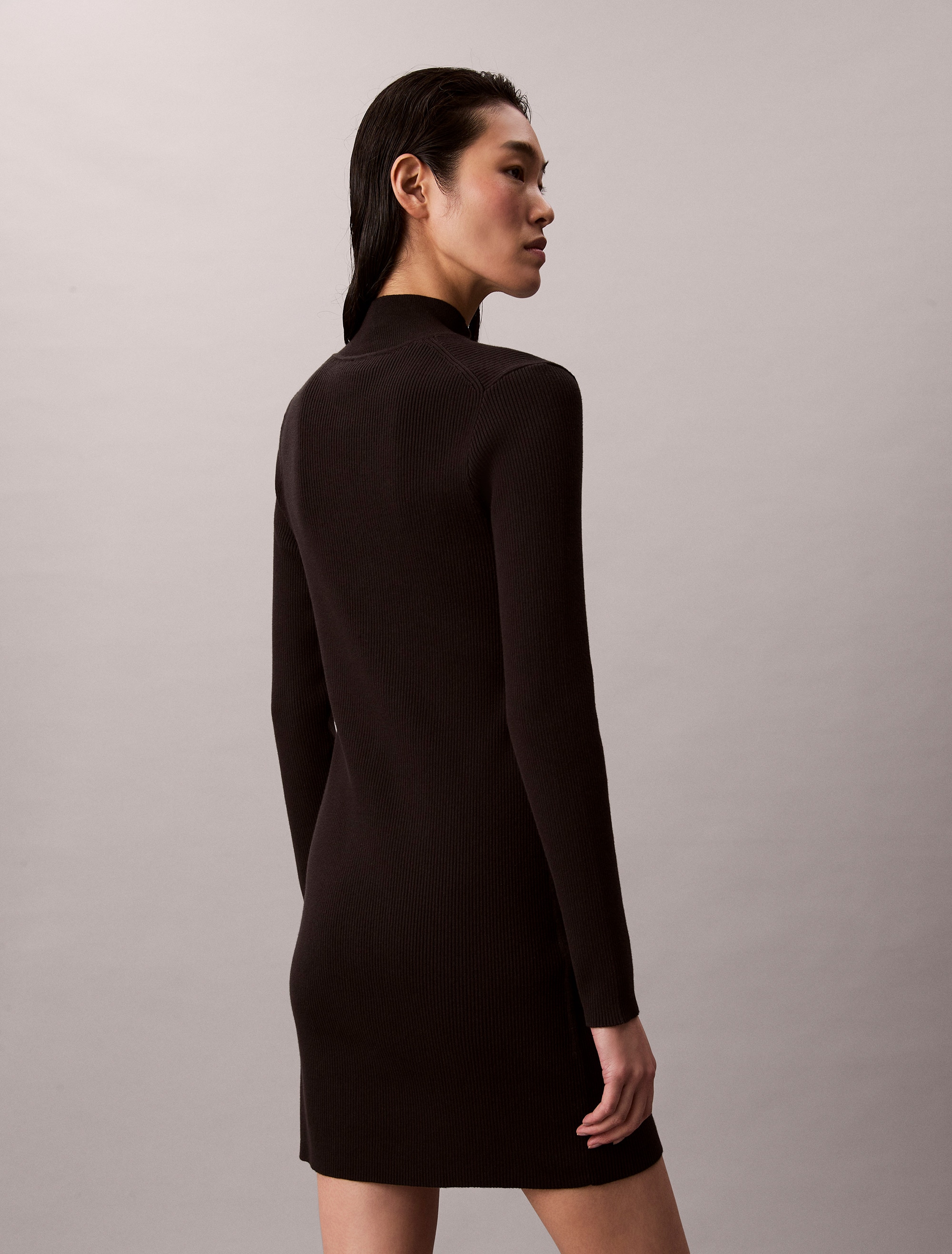 Calvin Klein Jeans Strickkleid »LS T NECK MINI DRESS«, Mit Rundhalsausschnitt, figurbetont