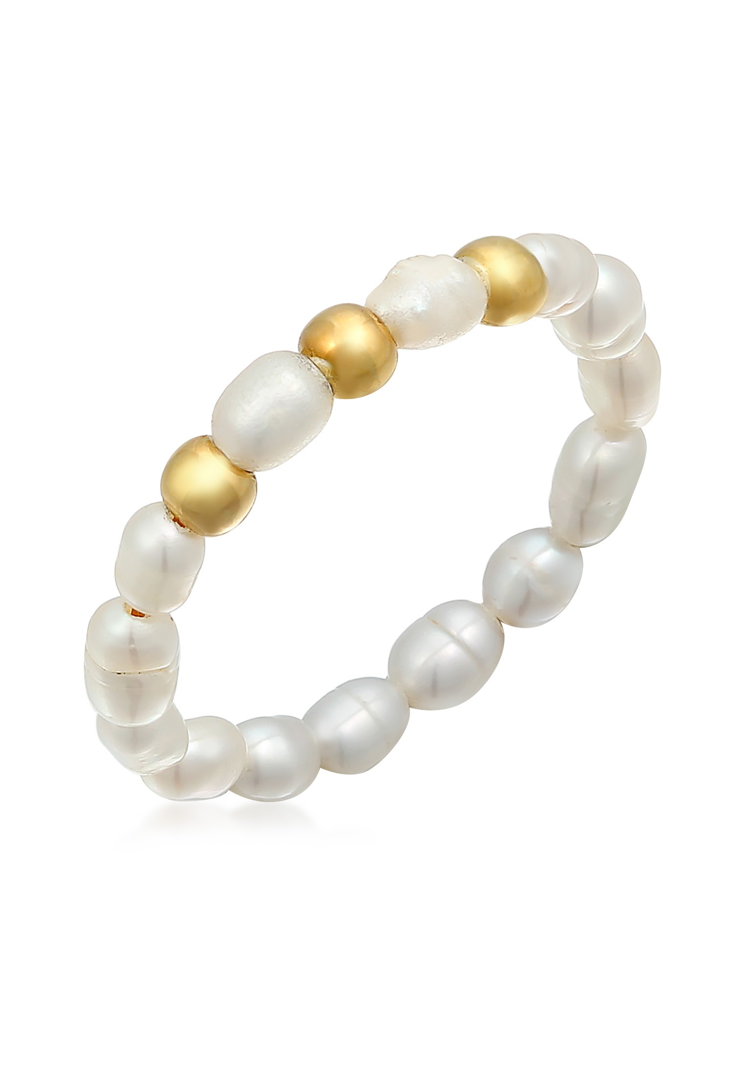 Elli Perlenring »Ring Süßwasserperlen Beads 925 Silber vergoldet«