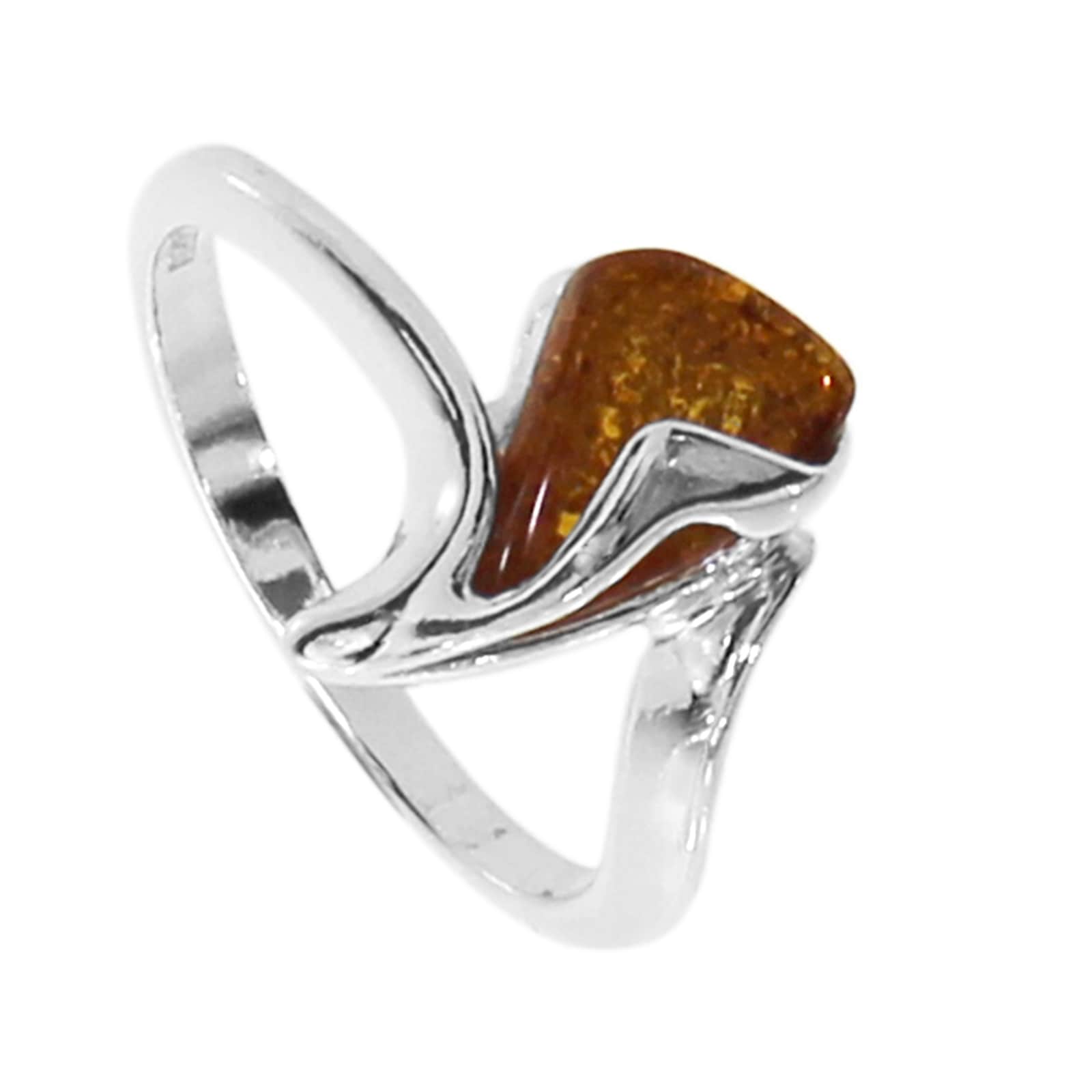Ring „Terese“ Aus Sterlingsilber 925 Mit Bernstein – Modernes Design, Unikat, Inkl. Geschenketui