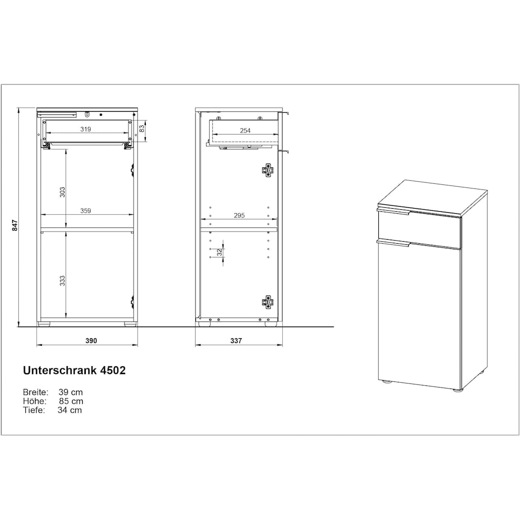 andas Badmöbel-Set »Majtum bestehend aus Waschbeckenunterschrank, Spiegel«, (3 St.), inkl. LED-Beleuchtung & Unterschrank, Made in Germany