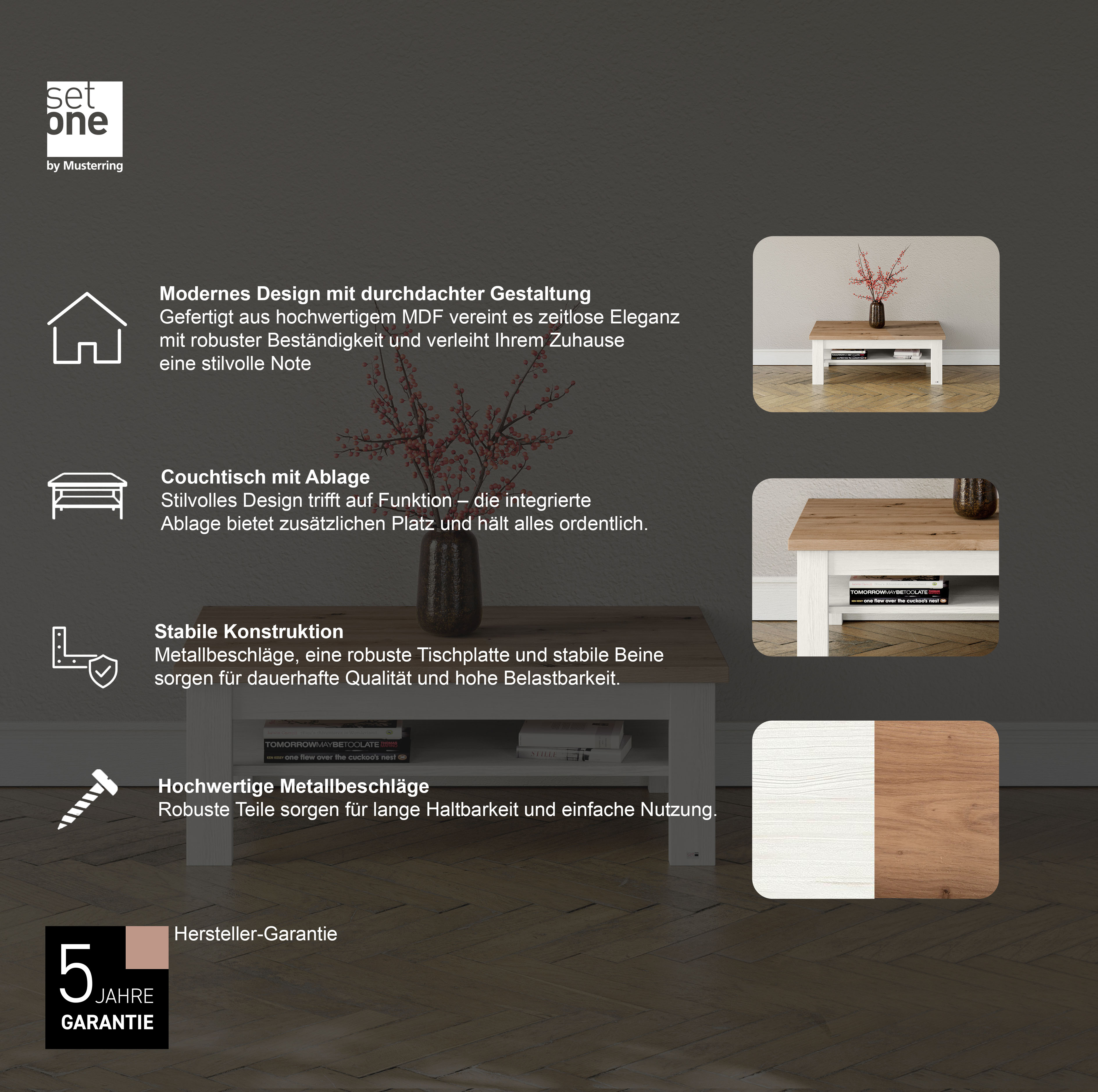 Thumbnail - set one by Musterring Couchtisch "York" Typ 64 und 65, in 3 Farbvarianten, mit Ablage, zwei Größen