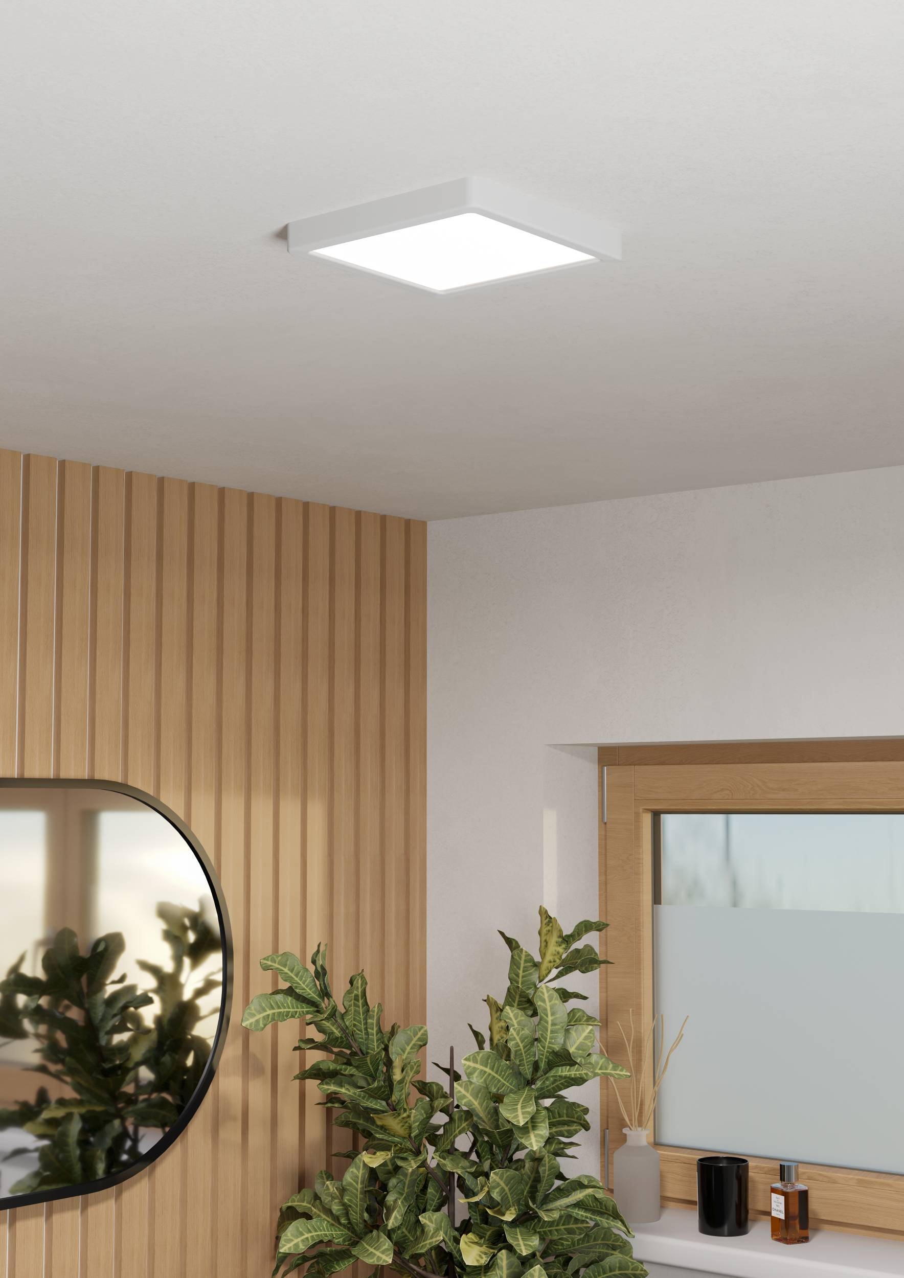EGLO Aufbauleuchte »Fueva 6 Deckenleuchte, Badlampe Decke, Kunststoff, Deckenbeleuchtung« LED-Modul 1 Stk. Kaltweiß | Neutralweiß | Warmweiß Aufbauleuchte - L22 x B22 x H2,5 cm - weiß - 10,5W inkl.