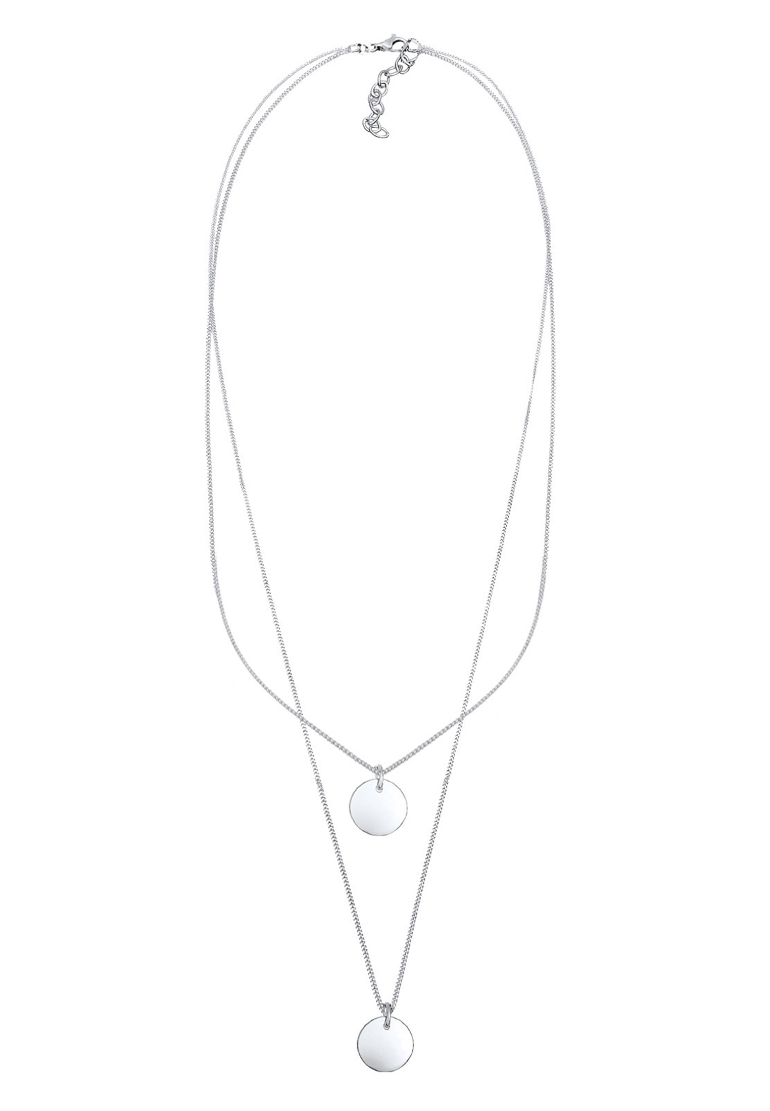 ELLI Layer Chain Circle Pendant Sterling Silver 2