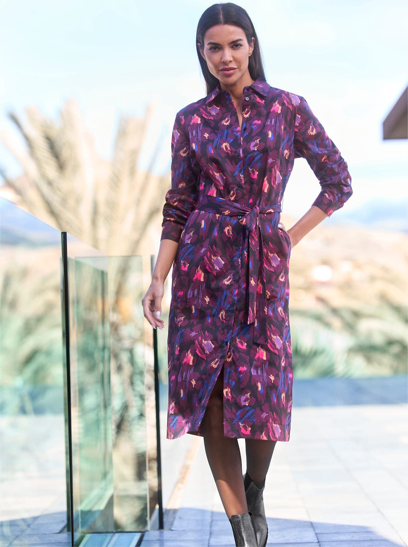 heine Hemdblusenkleid "Druck-Kleid" Nahttasche günstig online kaufen