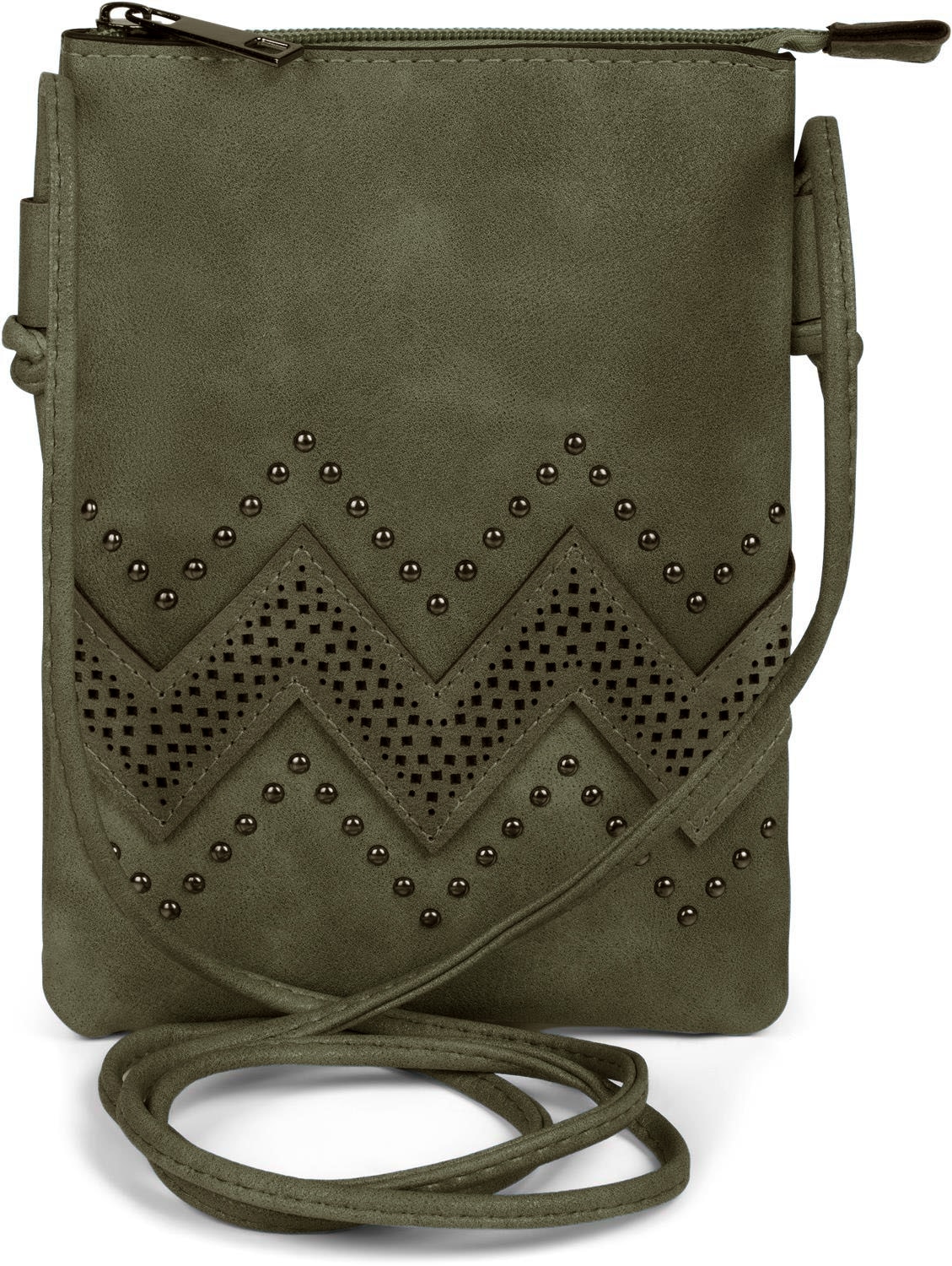 styleBREAKER Mini Bag "Mini Umhängetasche ZickZack Cutout Nieten"
