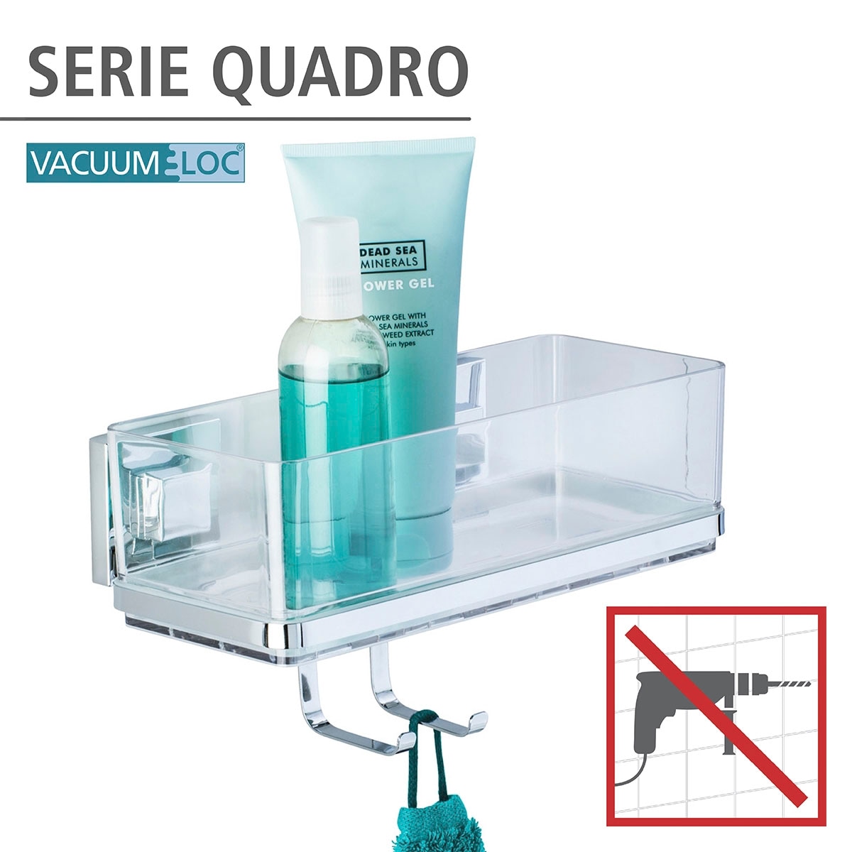 WENKO Duschablage »Vacuum-Loc Quadro«, 1 Etage