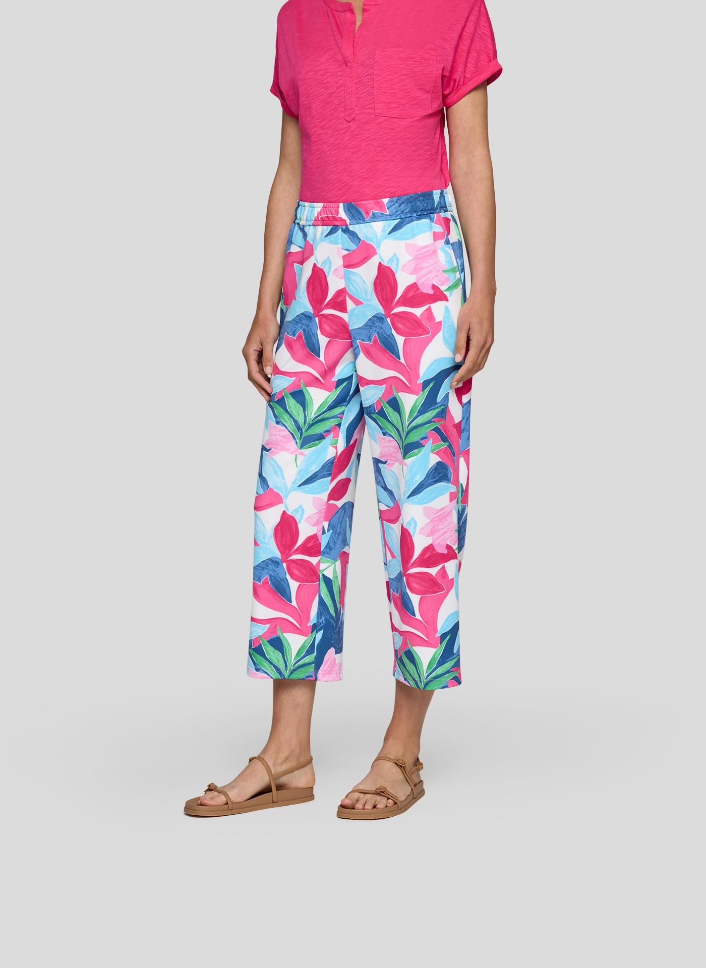 Rabe Jerseyhose "Rabe 7/8-Hose mit farbenfrohem Blätterprint" günstig online kaufen