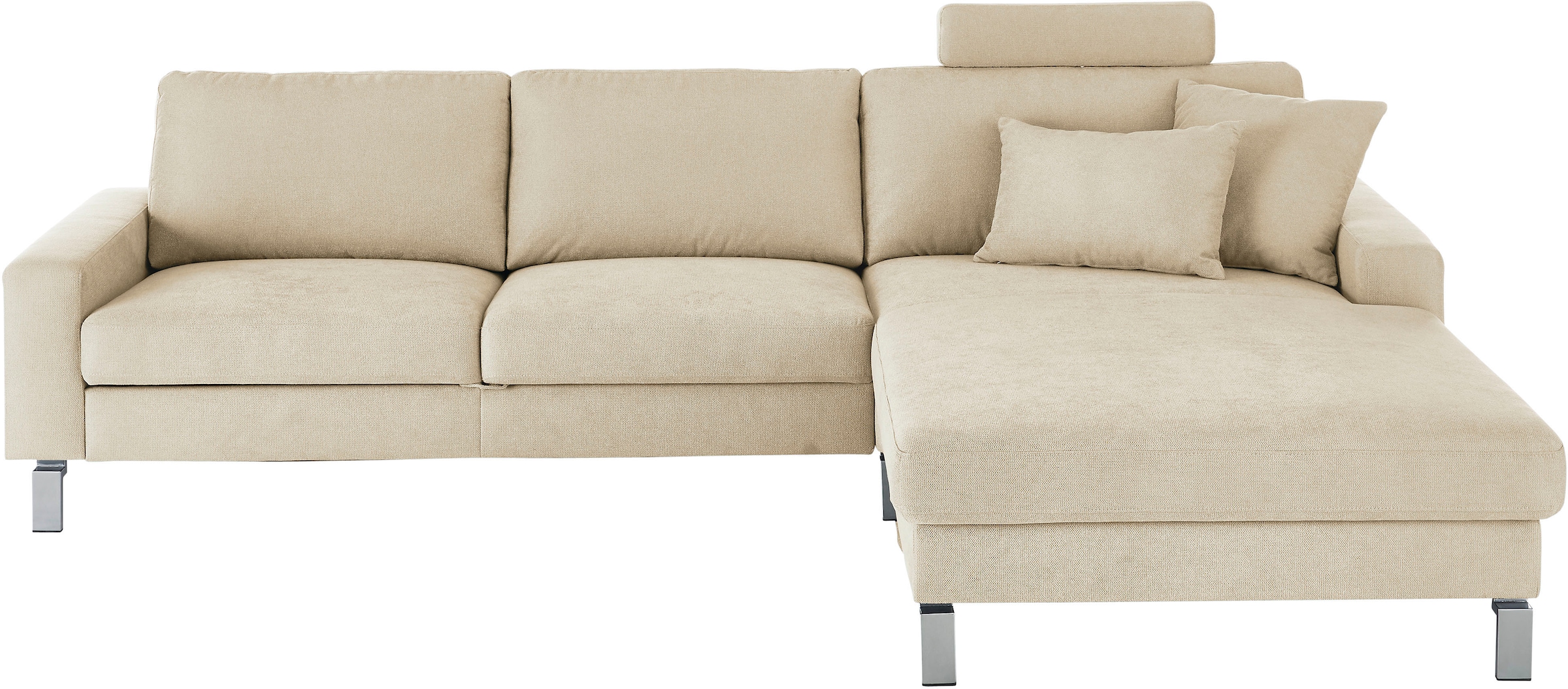 3C Candy Ecksofa »Lecce, wahlweise PUR-Schaumstoff oder Tonnentaschenfederkern«, Bett im 2,5-Sitzer, teilmotorische Schlaffunktion im Longchair, L-Form