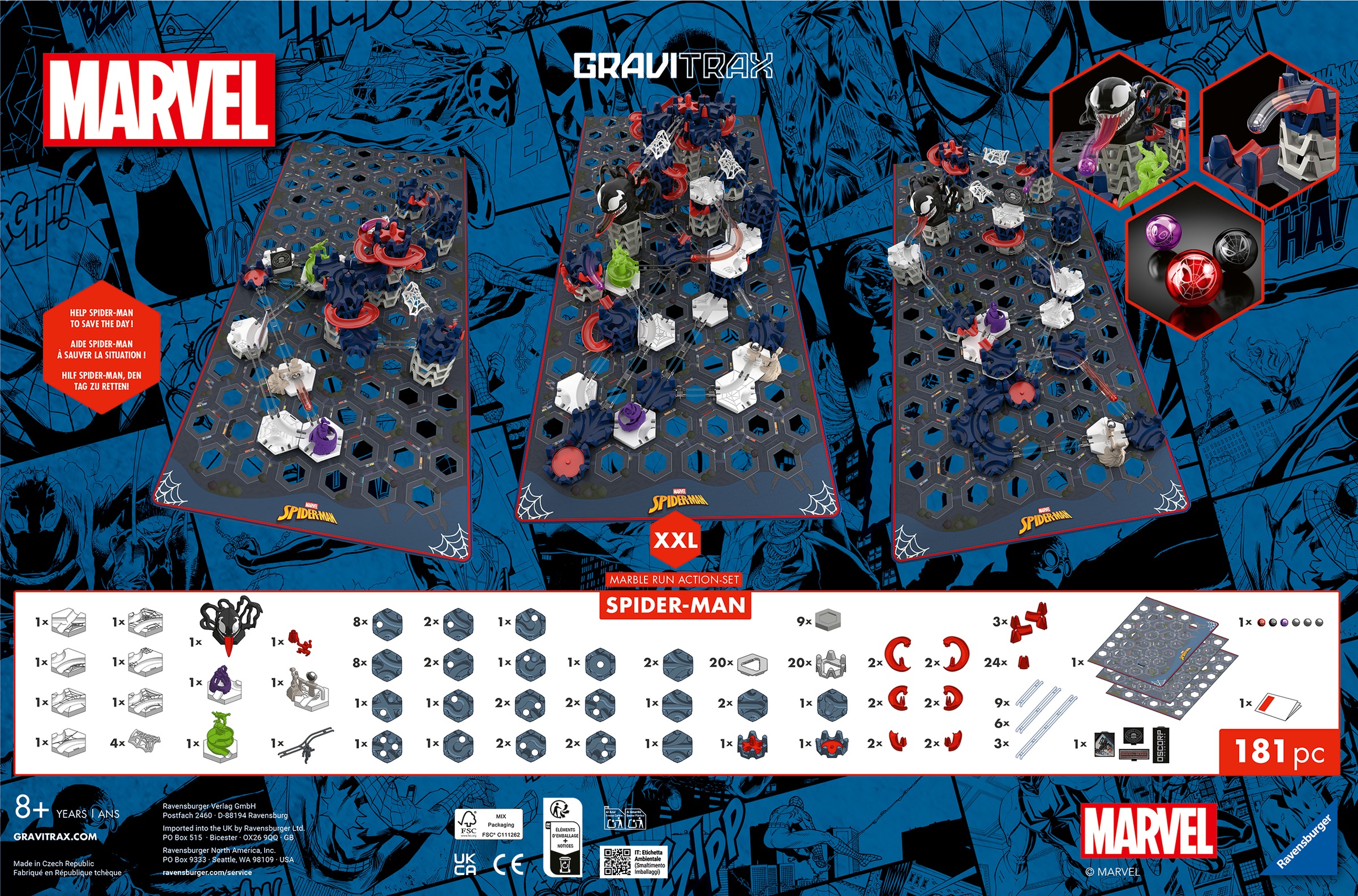 Ravensburger Kugelbahn-Bausatz »GraviTrax BASE Spider-Man - Action Set« Made in Europe