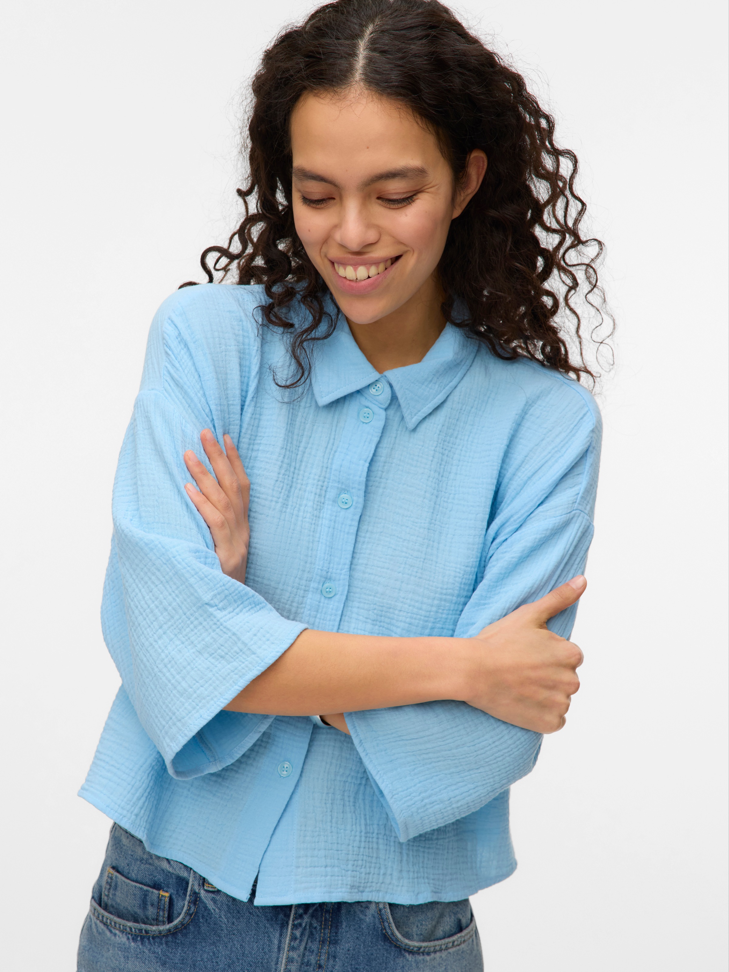 Vero Moda Hemdbluse "VMNATALI CROP SHIRT WVN NOOS" Baumwolle, loose fit günstig online kaufen