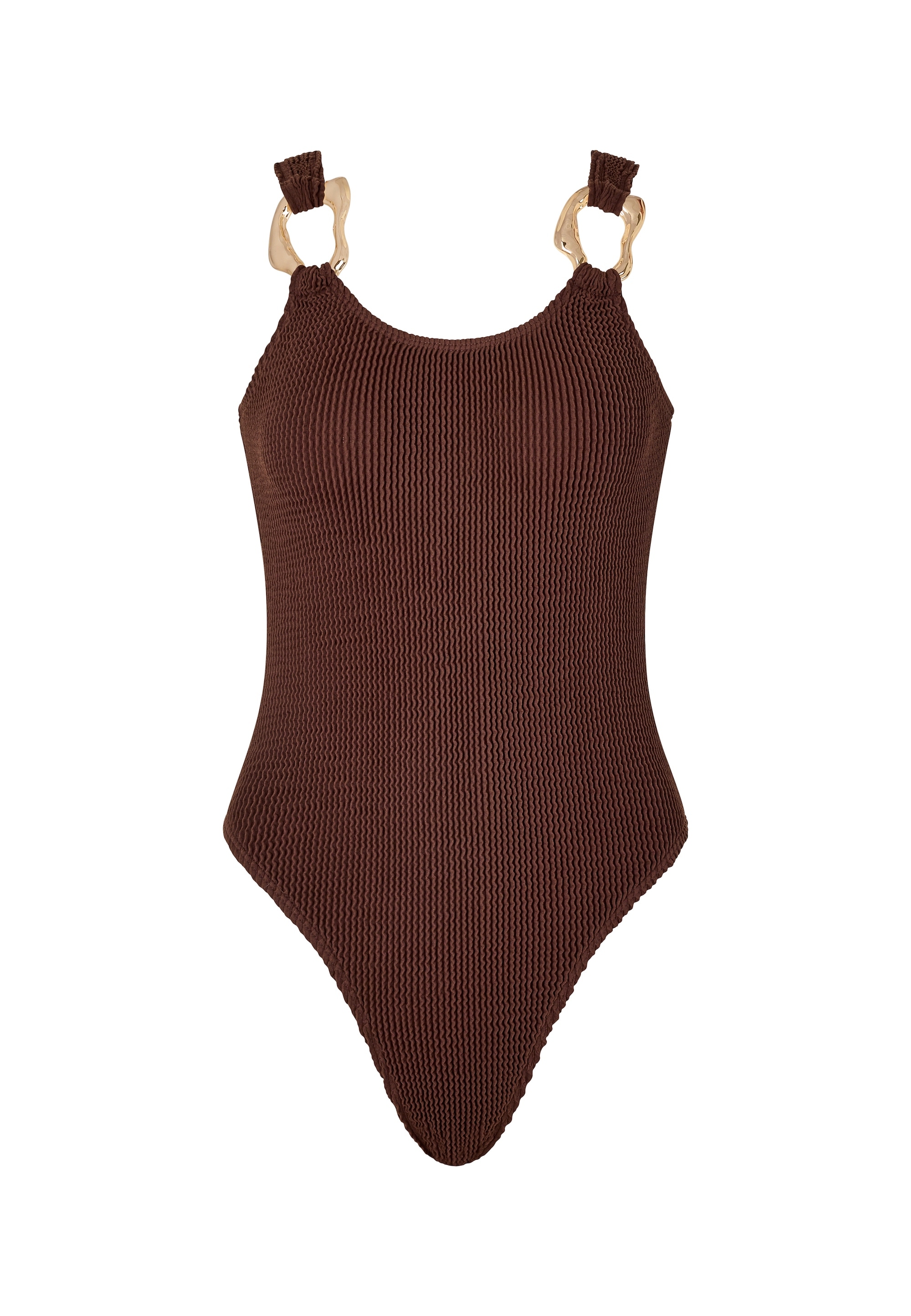 Moda Minx Badeanzug "SCRUNCH Irregular Hoop Swimsuit" 1 Stk. mit edlen Schmuckelementen an den Trägern