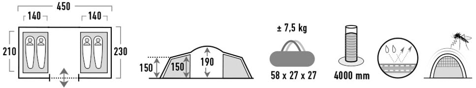 High Peak Kuppelzelt »Como 4.0«, 4 Personen