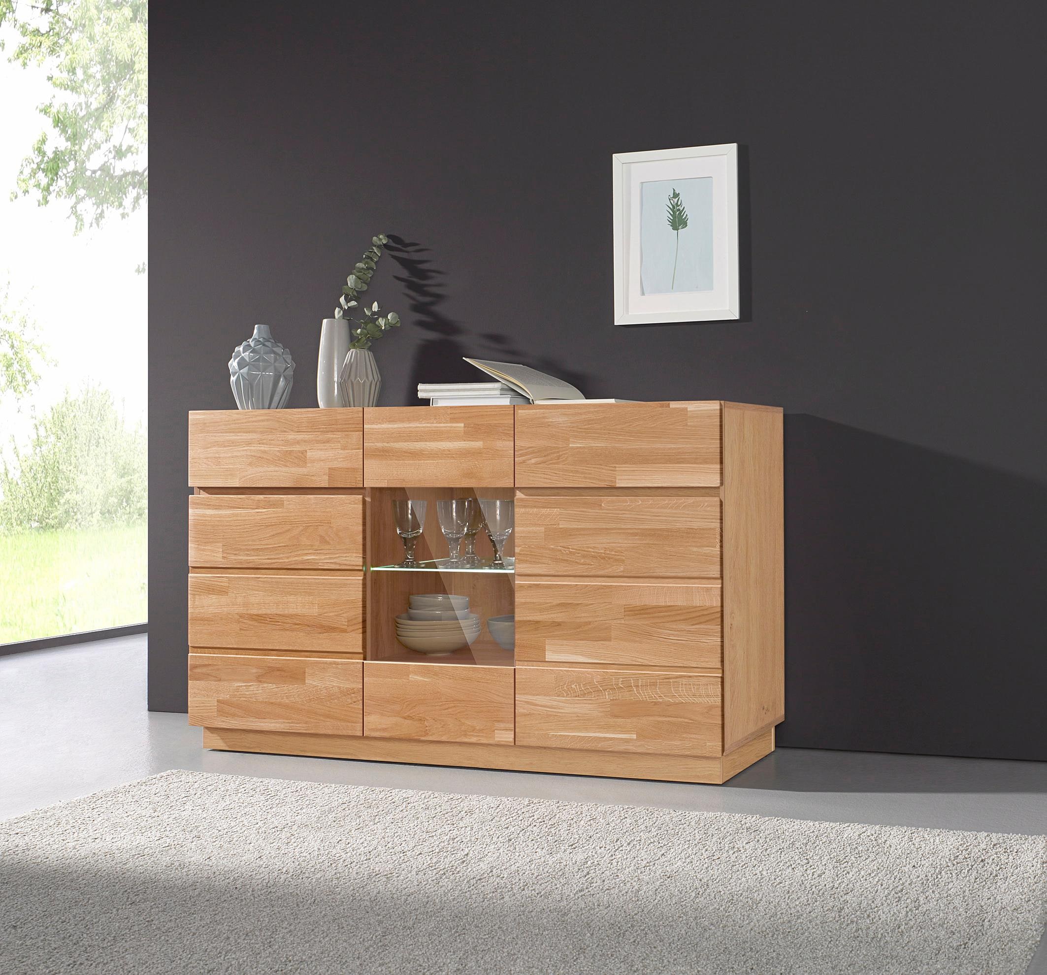 Home affaire Sideboard, Breite 140 cm, mit 2 Schubkästen, teilmassiv, FSC®-zertifiziert