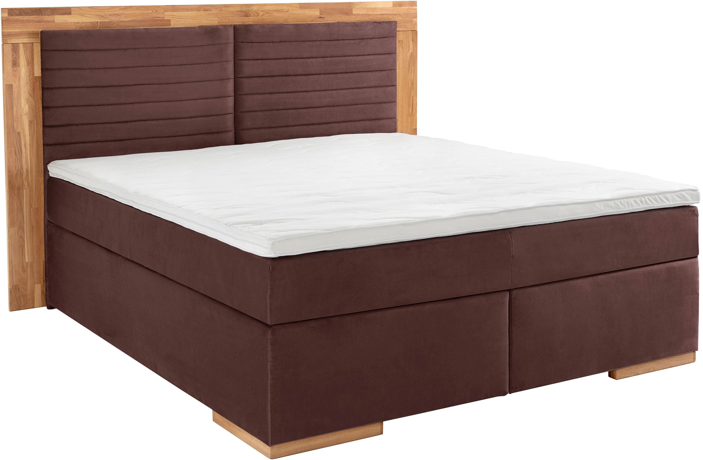 Boxspringbett HOME AFFAIRE "Cup", braun, B:210cm L:206cm, Bezug: Luxus-Microfaser (100% Polyester);Bezug: Microfaser (100% Polyester), Komplettbetten, Boxspringbett, mit Massivholzrahmen, mit Topper, in 2 Härtegraden, in 3 Breiten 10