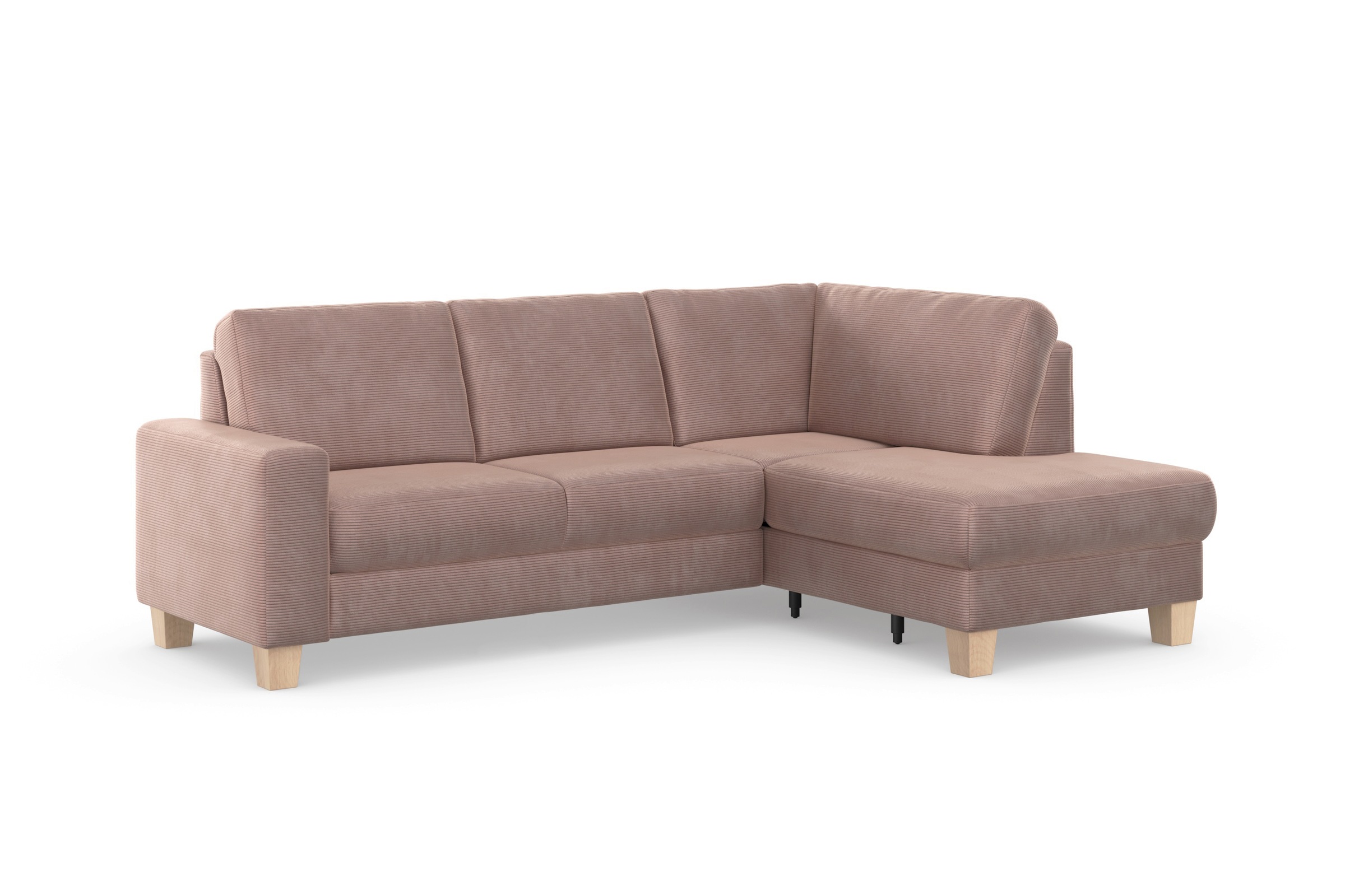 Ecksofa HOME AFFAIRE "Summer L-Form", rosa (altrosa), B:236cm H:91cm T:170cm, 95% Polyester, 5% Polyamid, Sofas, Ecksofa, mit Ottomane, wahlweise mit Bettfunktion und Bettkasten, Cord-Bezug 9