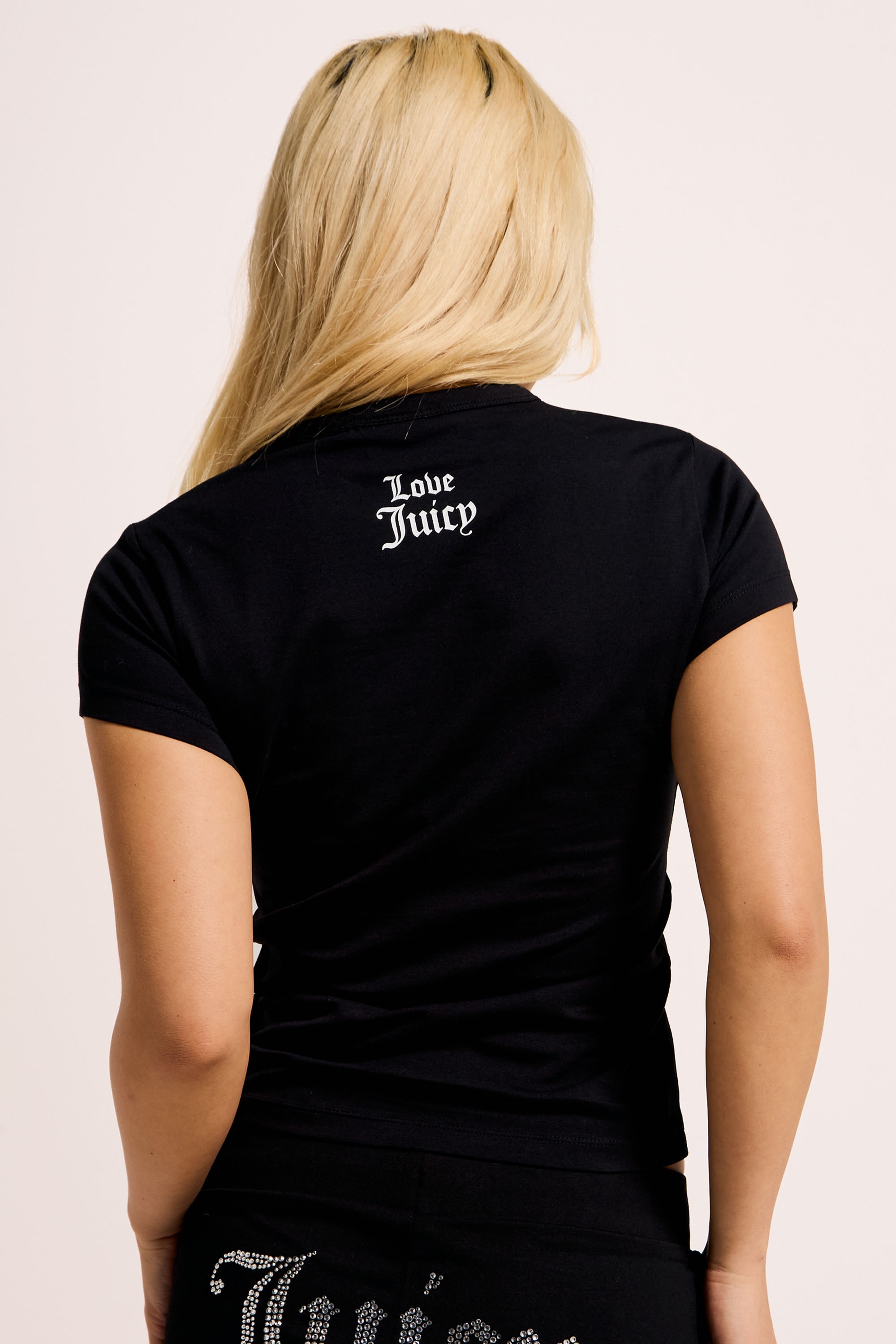 Juicy Couture T-Shirt »PEACE LOVE AND JUICY HILTON T-SHIRT Damen«, T-Shirt Damen, Schriftzug, Statement, Logoprint, Sale