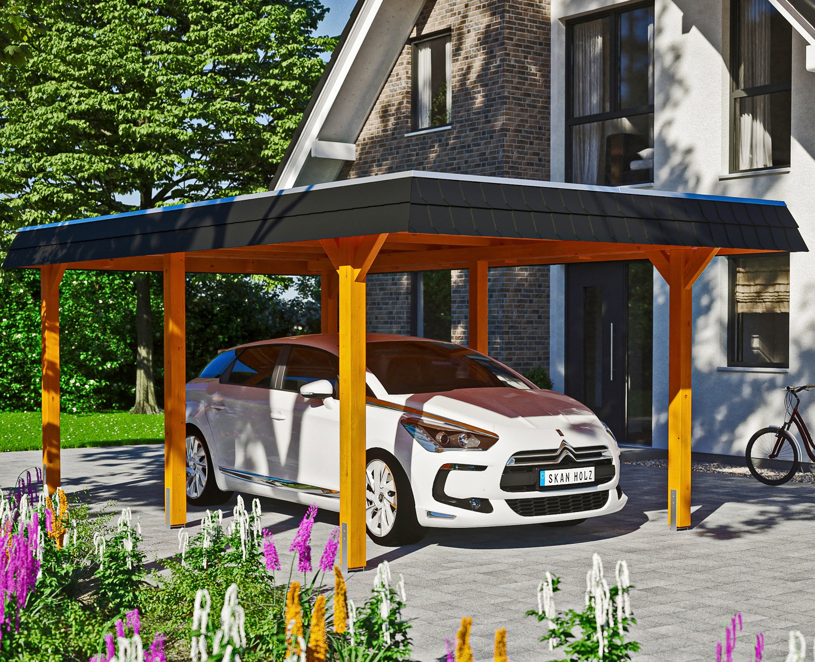 Skanholz Einzelcarport "Wendland" Leimholz 291 cm hellbraun