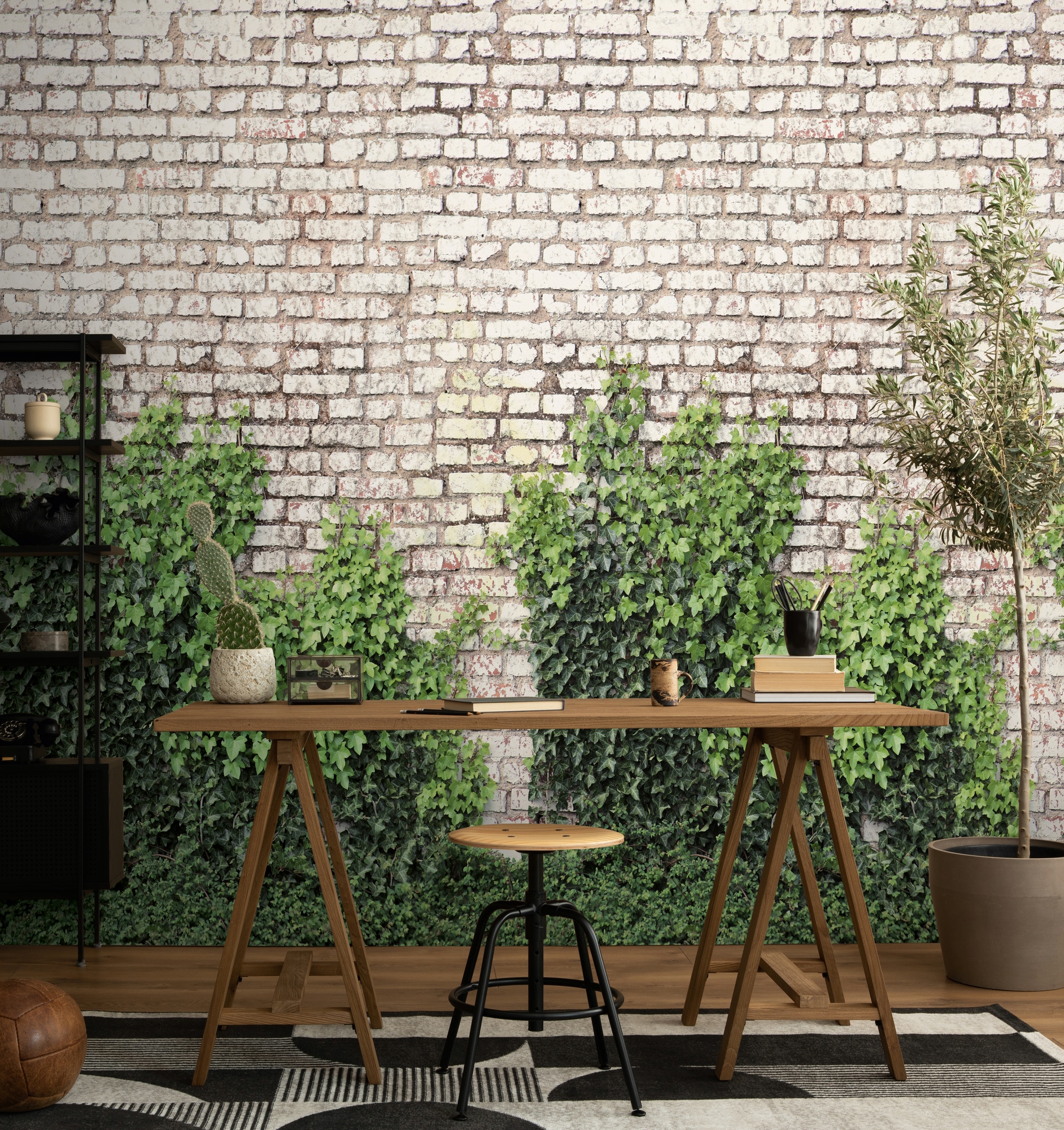 living walls Fototapete »The Wall 4 Eyecatcher – Steinwand mit Blätterranken Vlies-Fototapete« Steinoptik | matt | naturalistisch leicht strukturiert Steinwand mit Blätterranken – dekorativer Tiefenwirkung