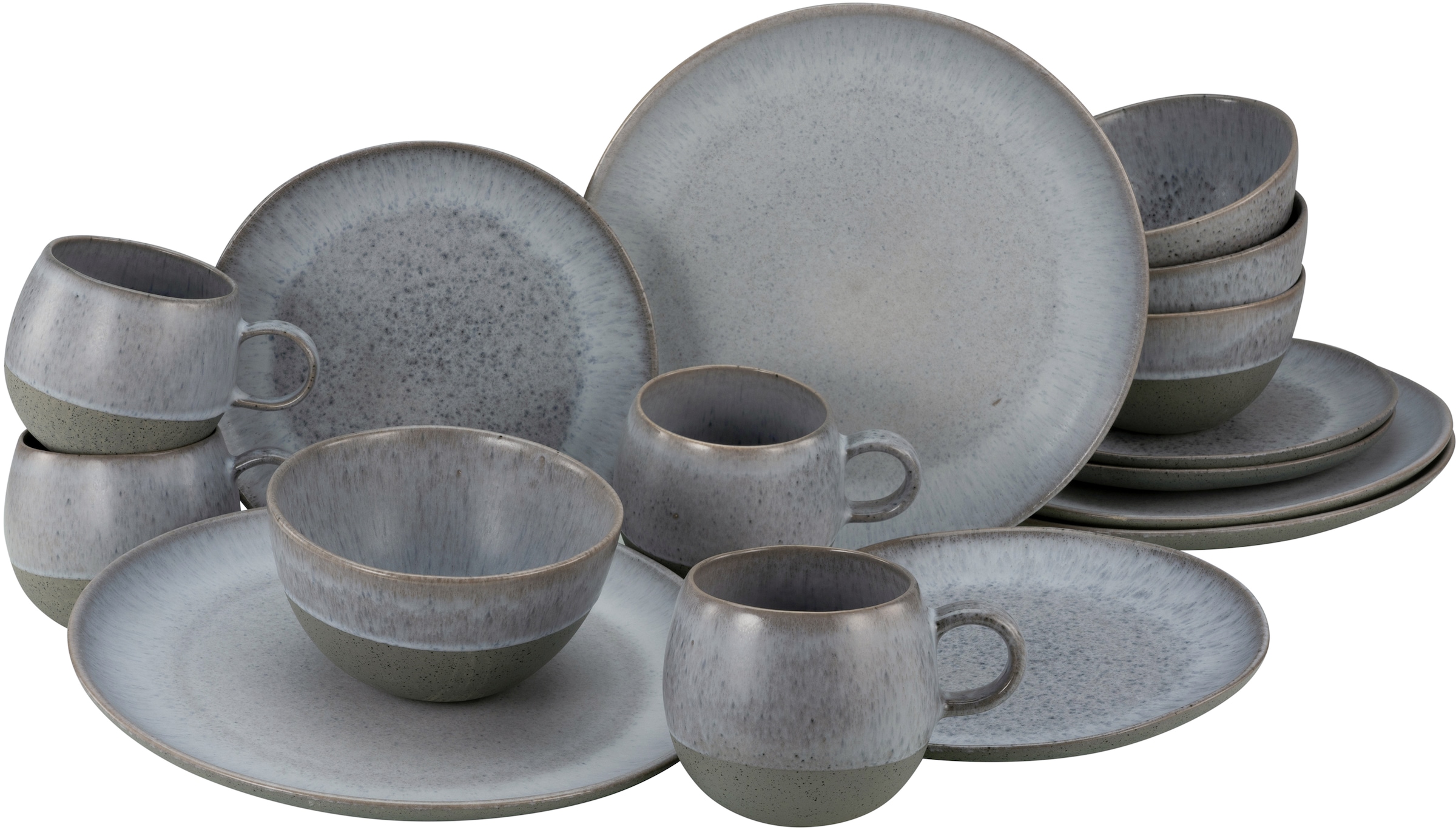 CreaTable Kombiservice »Geschirr-Set LOFT STONE«, (Set, 16 tlg., Kaffeeservice und Tafelservice im Set, für 4 Personen), Service, 16 Teile, für 4 Personen