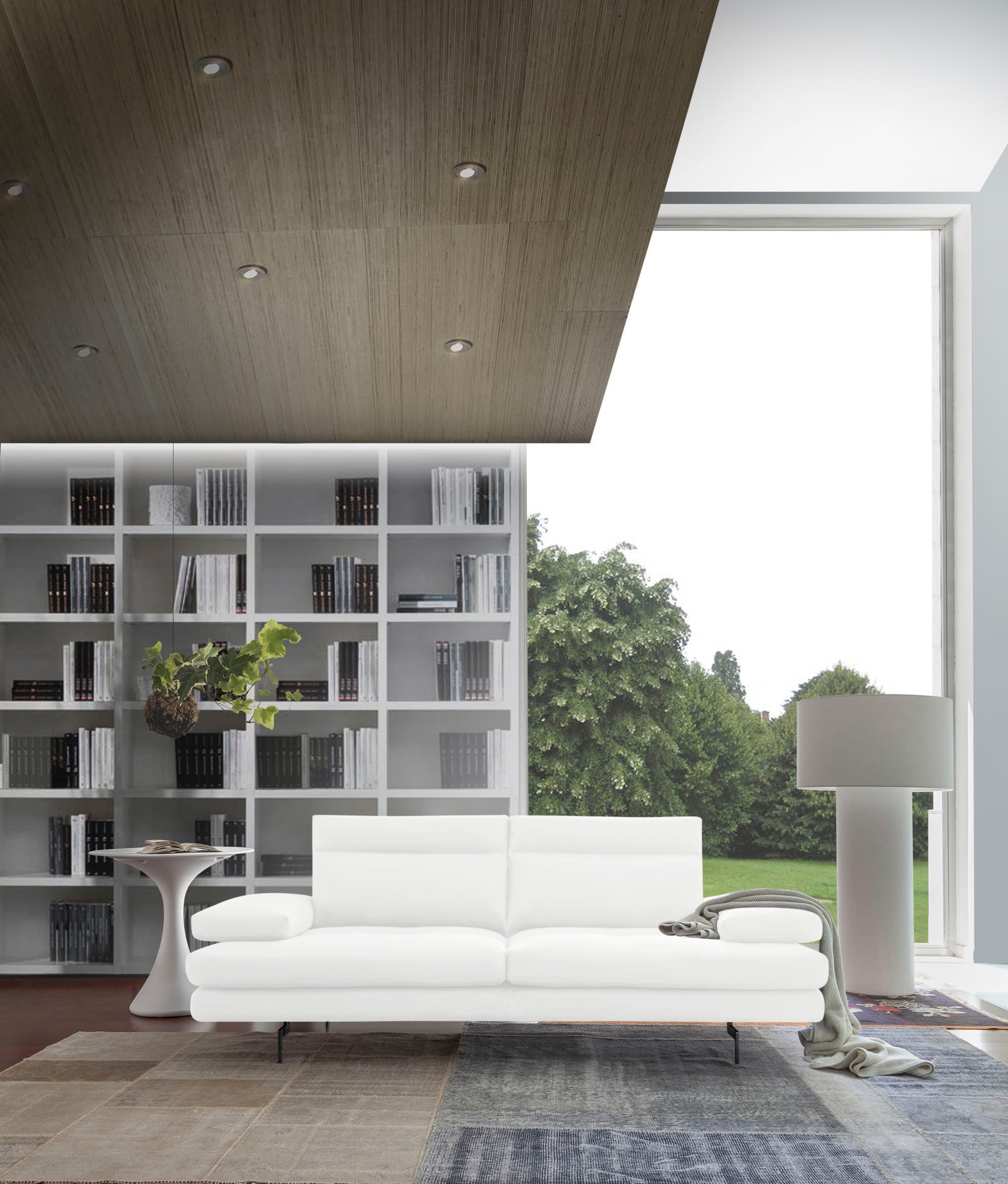 CALIA ITALIA 3-Sitzer "Toby Wing, 208 cm breit, Designsofa, hochwertige Verarbeitungsdetails" inkl. Sitztiefenverstellung und Armteilfunktion, Füße in Schwarz matt