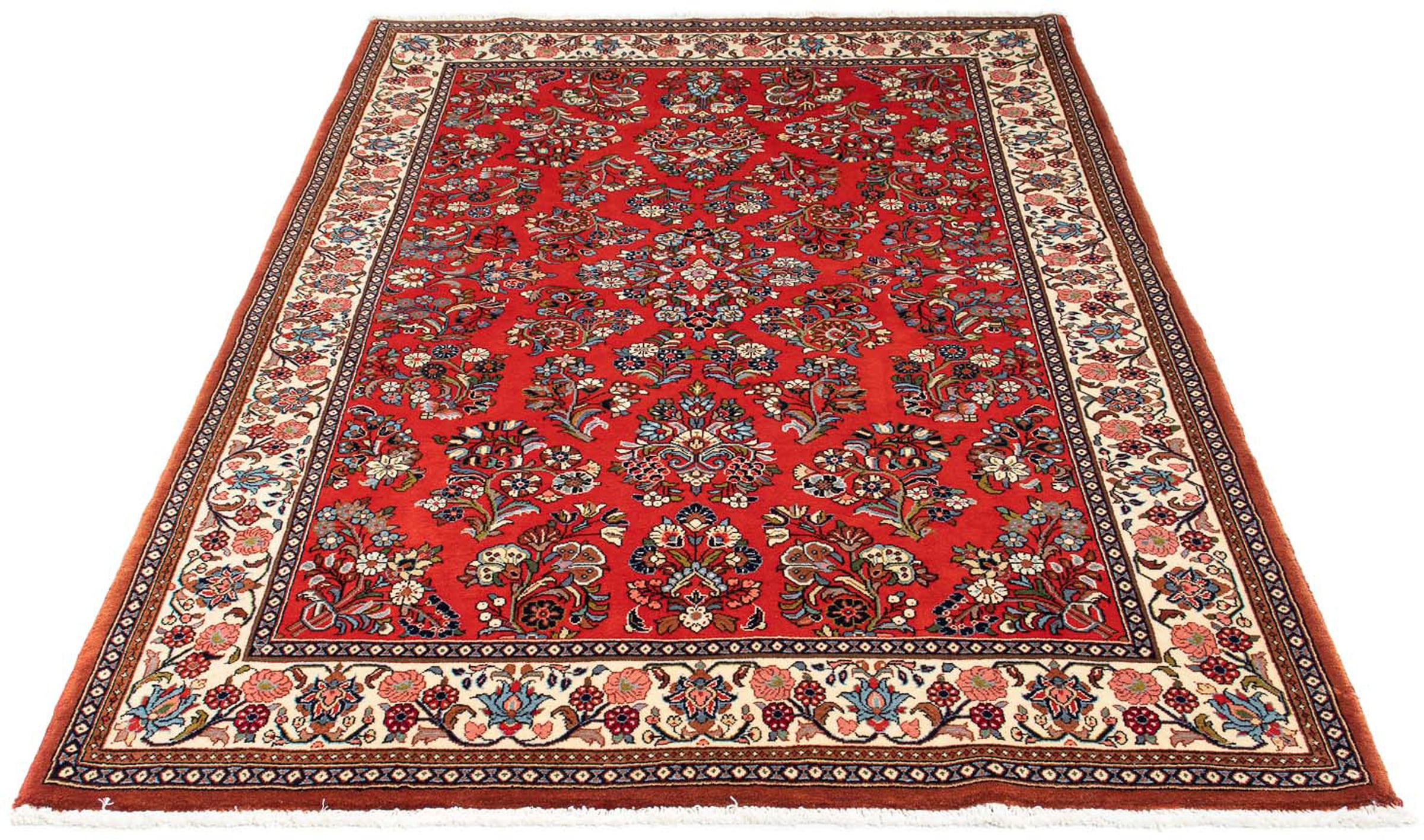 morgenland Orientteppich "Perser - Classic - 212 x 132 cm - rot", rechteckig, 10 mm Höhe, Wohnzimmer, Handgeknüpft, Einz