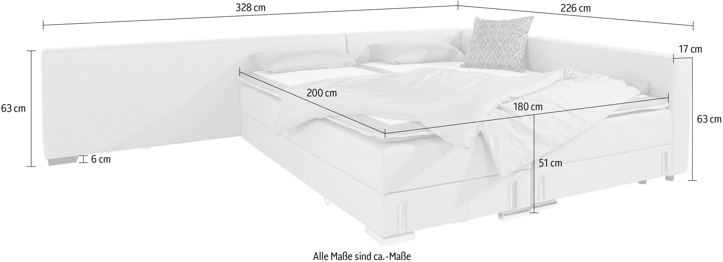 INOSIGN Ecksofa »Dream L-Form«, mit Federkern, mit Bettfunktion und Bettkasten