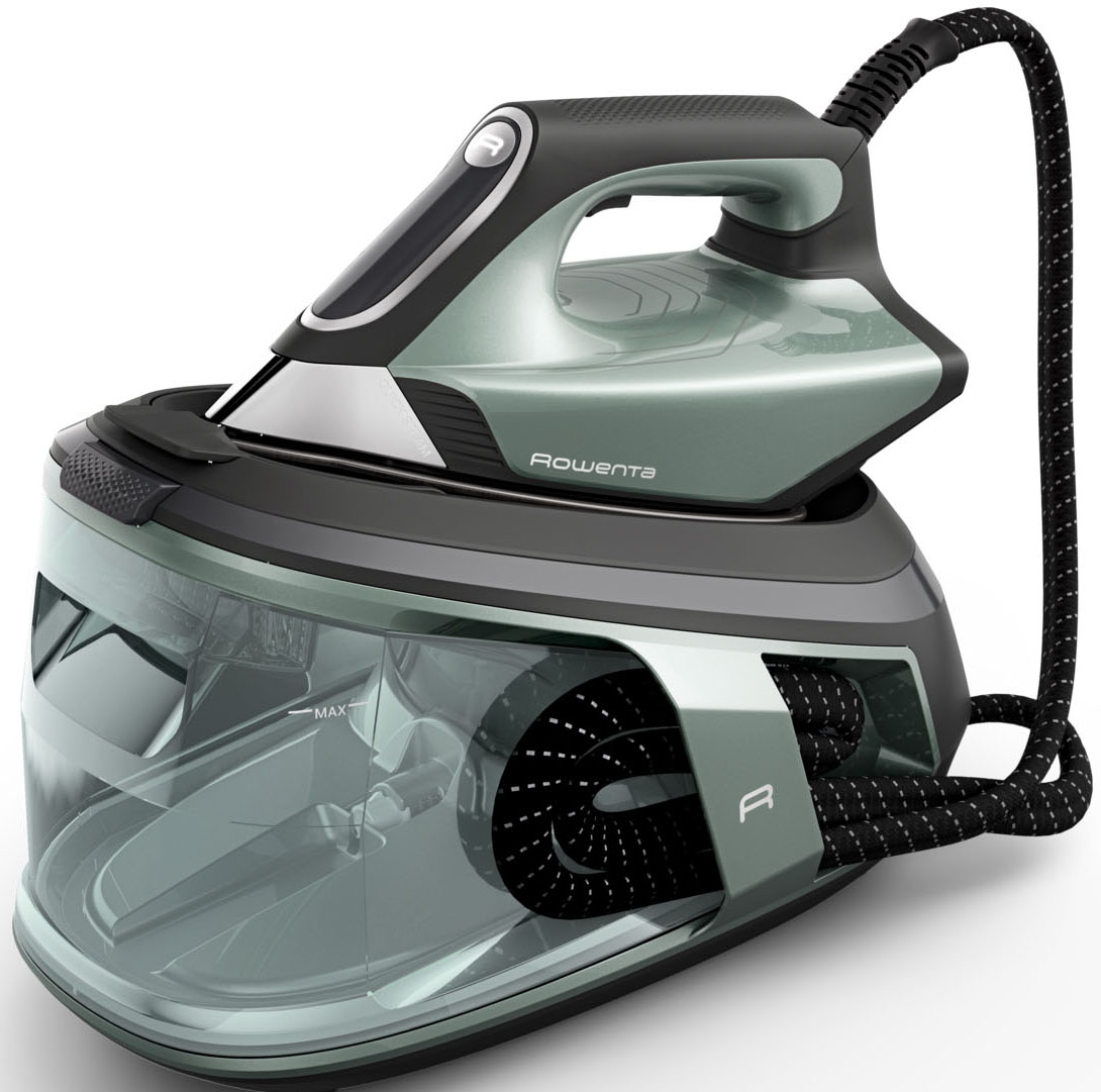 Rowenta Dampfbügelstation "Force Pro 500, mühelose Textilpflege mit 2 Modi (MAX und ECO)" 1.800 ml Wassertank sofortiger Dampf dank Quicksteam-Technologie, Kalk-Kollektor, VR9042