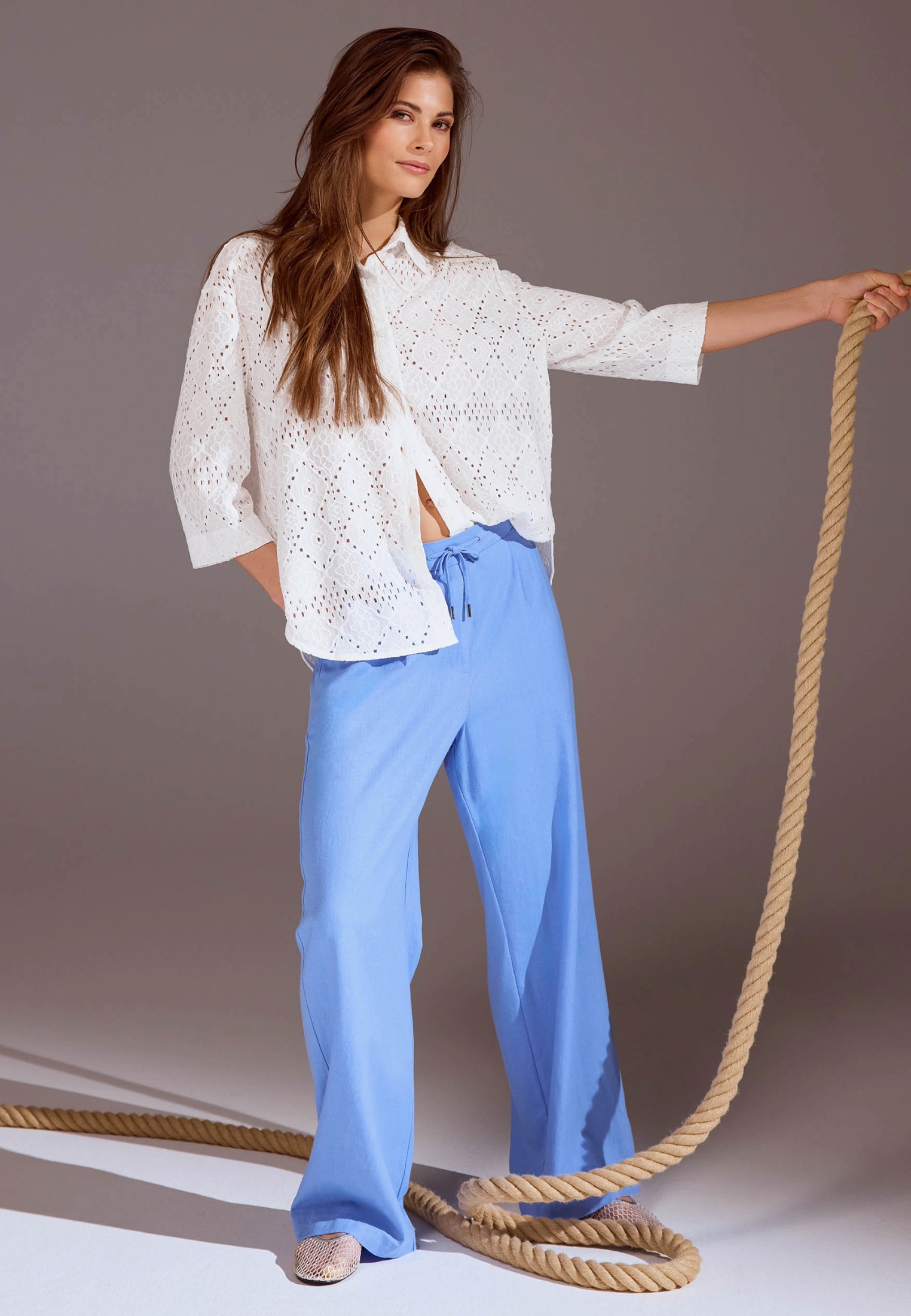 Zero Leinenhose »zero Leinenhose zum Binden 30 Inch«, Bindedetail