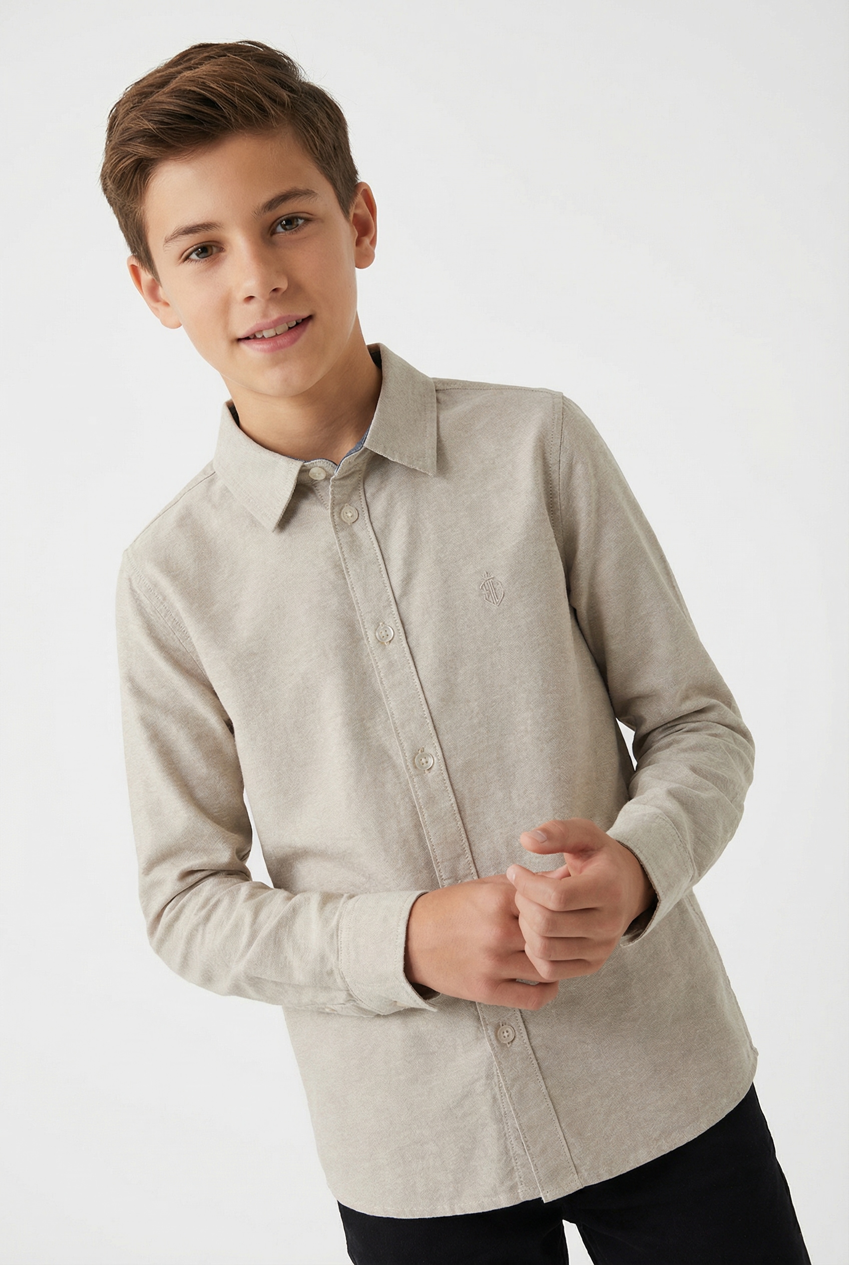 Name It Langarmhemd "NKMNEWSA für Jungen mit Knopfleiste und Baumwollkomfort" unifarben, casual, regular fit, Baumwolle, Hemdkragen