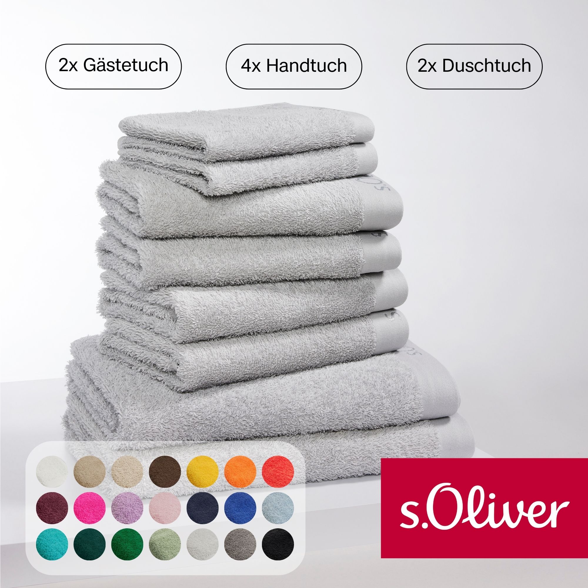 s.Oliver "s.Oliver, Premium Qualität, 600 gr/m²" Set 8 Stk. Walkfrottier 2 Gästetücher 30x50, 4 Handtücher 50x100, 2 Duschtücher 70x140