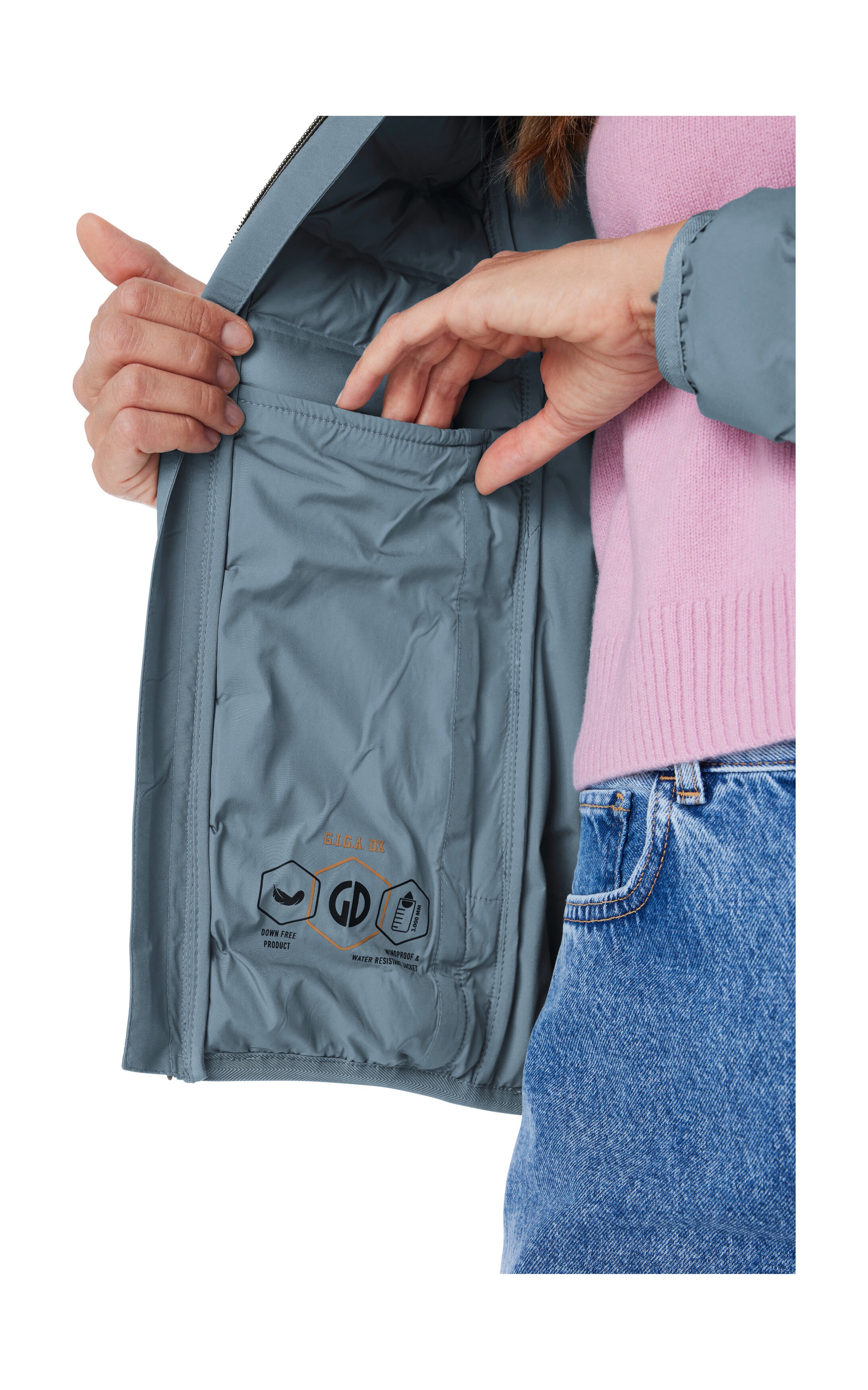 Steppjacke "Damen Steppjacke OOGW 1", Damen, Gr. 40, graublau, Oberseite: 100% Polyester;Rückseite: 100% Polyester;Füllung: 100% Polyester, G.I.G.A. DX BY KILLTEC, Jacken Steppjacke, Leichte Steppjacke, wasserabweisend, weitenregulierbare Kapuze, Topselle 3