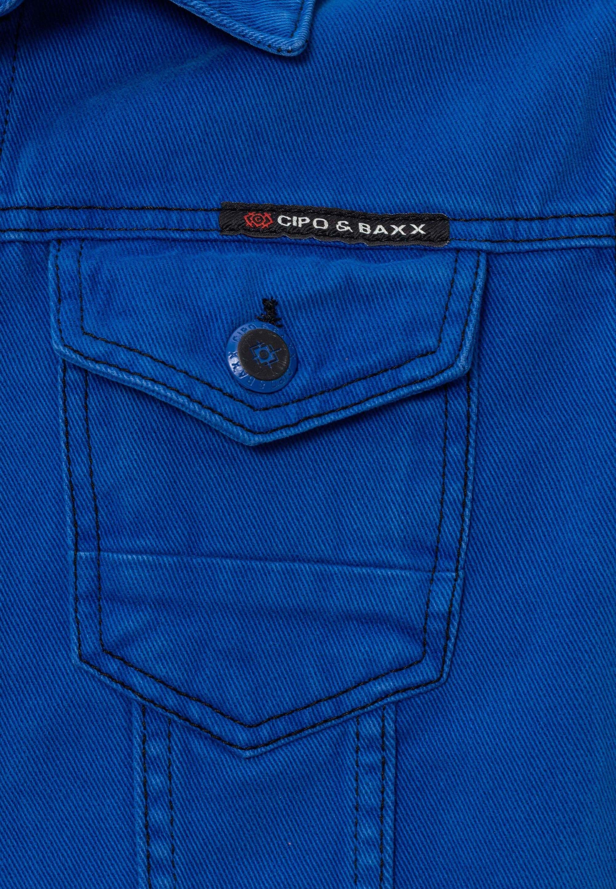 Cipo & Baxx Jeansjacke »CJ289« ohne Kapuze mit Knopfleiste