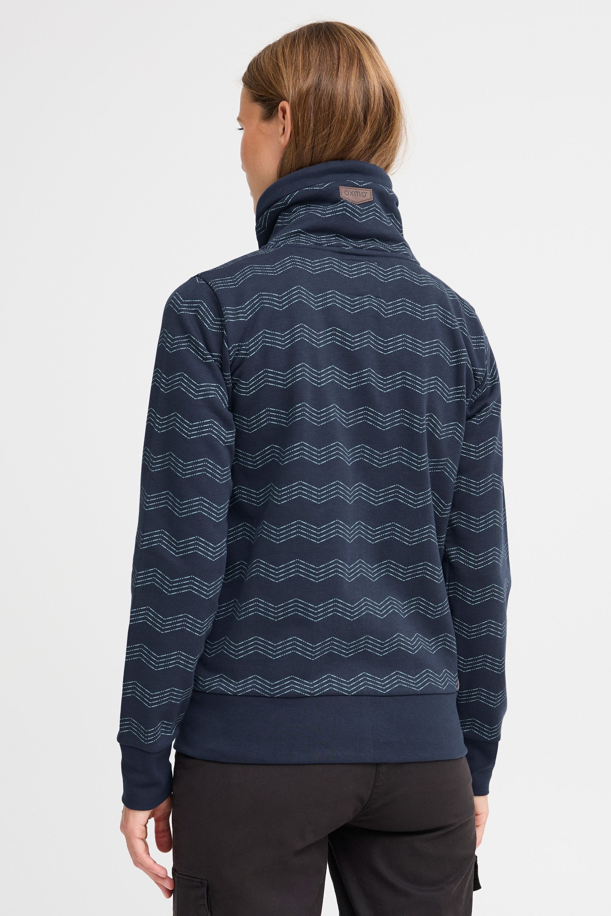 Funktions-Kapuzensweatjacke OXMO "Strickjacke OXVANTA", Damen, Gr. XS, blau (total eclipse), Obermaterial: 60% Baumwolle CO. 40% Polyester PES., Sweatjacken 3