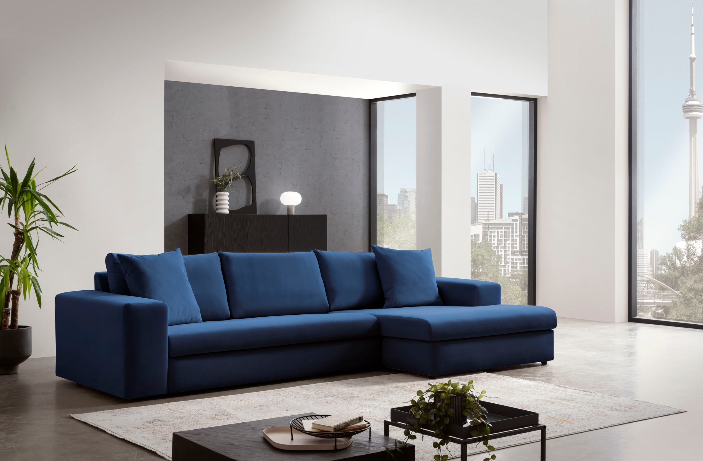 Home affaire Ecksofa "SLEETLAND XXL in Samtvelours oder Vintage-Leder-Optik günstig online kaufen