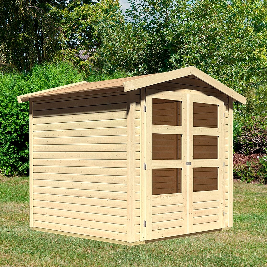 Karibu Gartenhaus "Amberg 2" anthrazit, naturbelassen oder terragrau, Made in Germany
